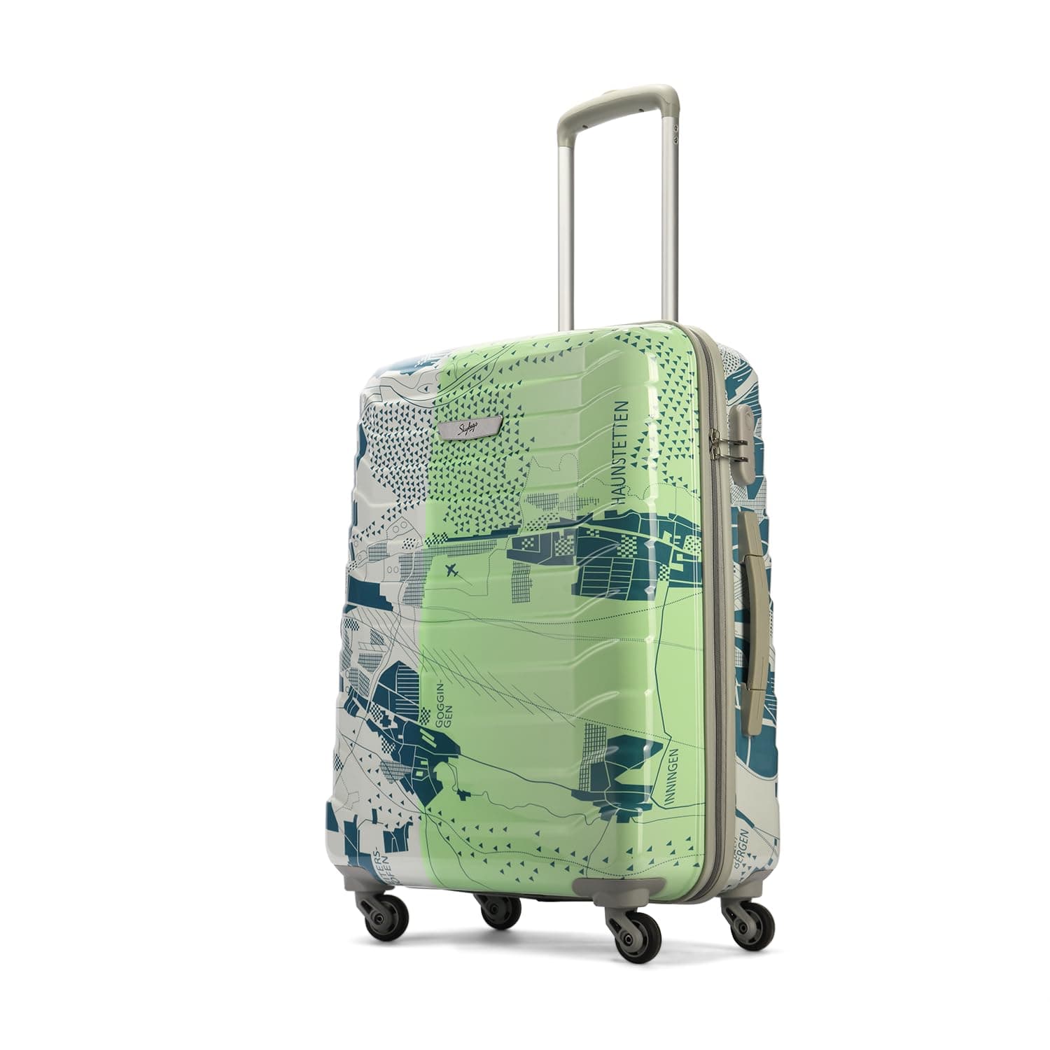 Medium ABS Trooper Size Hardshell Luggage (65 Cm) | Printed Luggage Inline Trolley Bag with 4 Wheels and Resetable Combination Lock | Unisex, Green