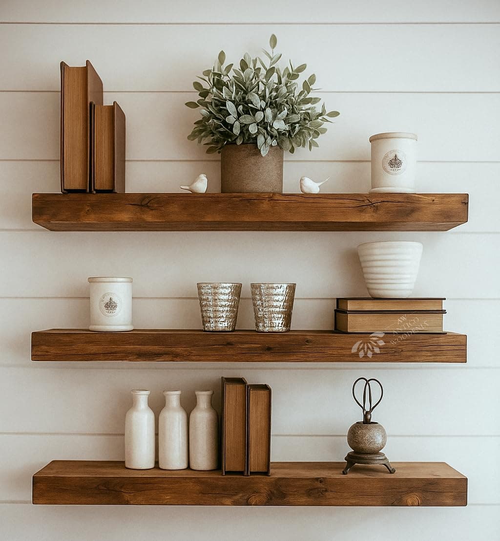 20 Inch Sheesham Laminate Extra Thick Floating Wall Shelf| Wall Mount| Wall Rack| Wall Bracket| Wall Cabinet| Floating Wall Shelves (Large, Set of 3)