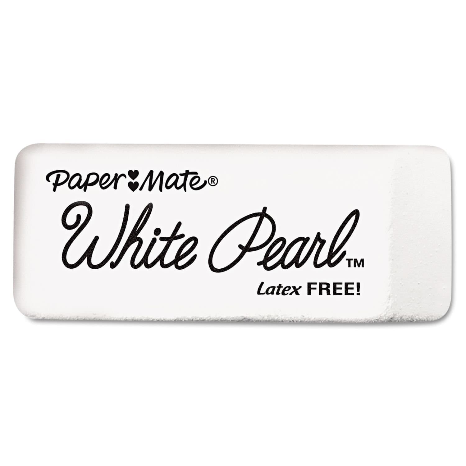 Paper Mate White Pearl Erasers, Large, 12 Count