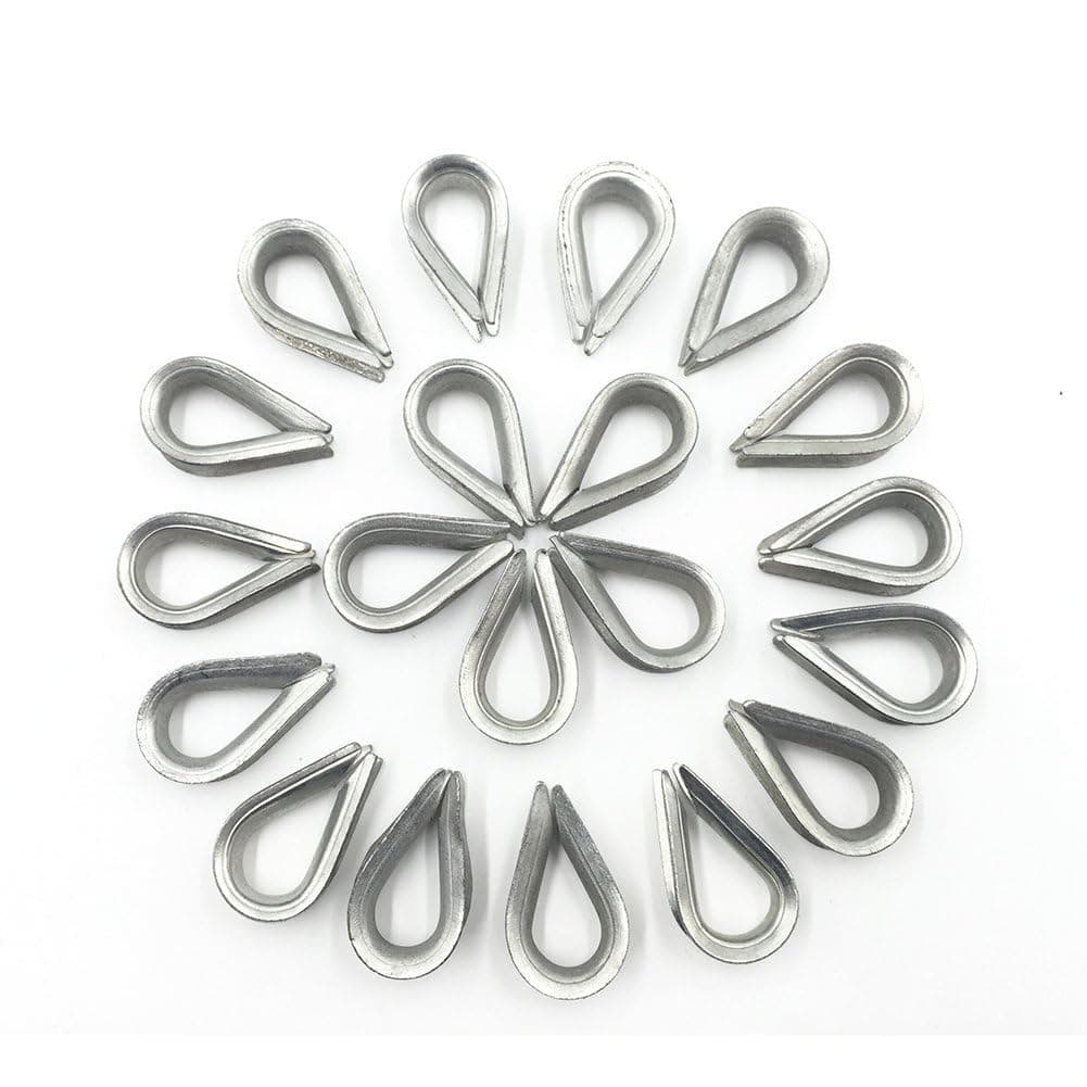 M6 Galvanized Steel 1/4" Diameter Wire Rope Cable 6mm Thimbles Rigging 20PCS