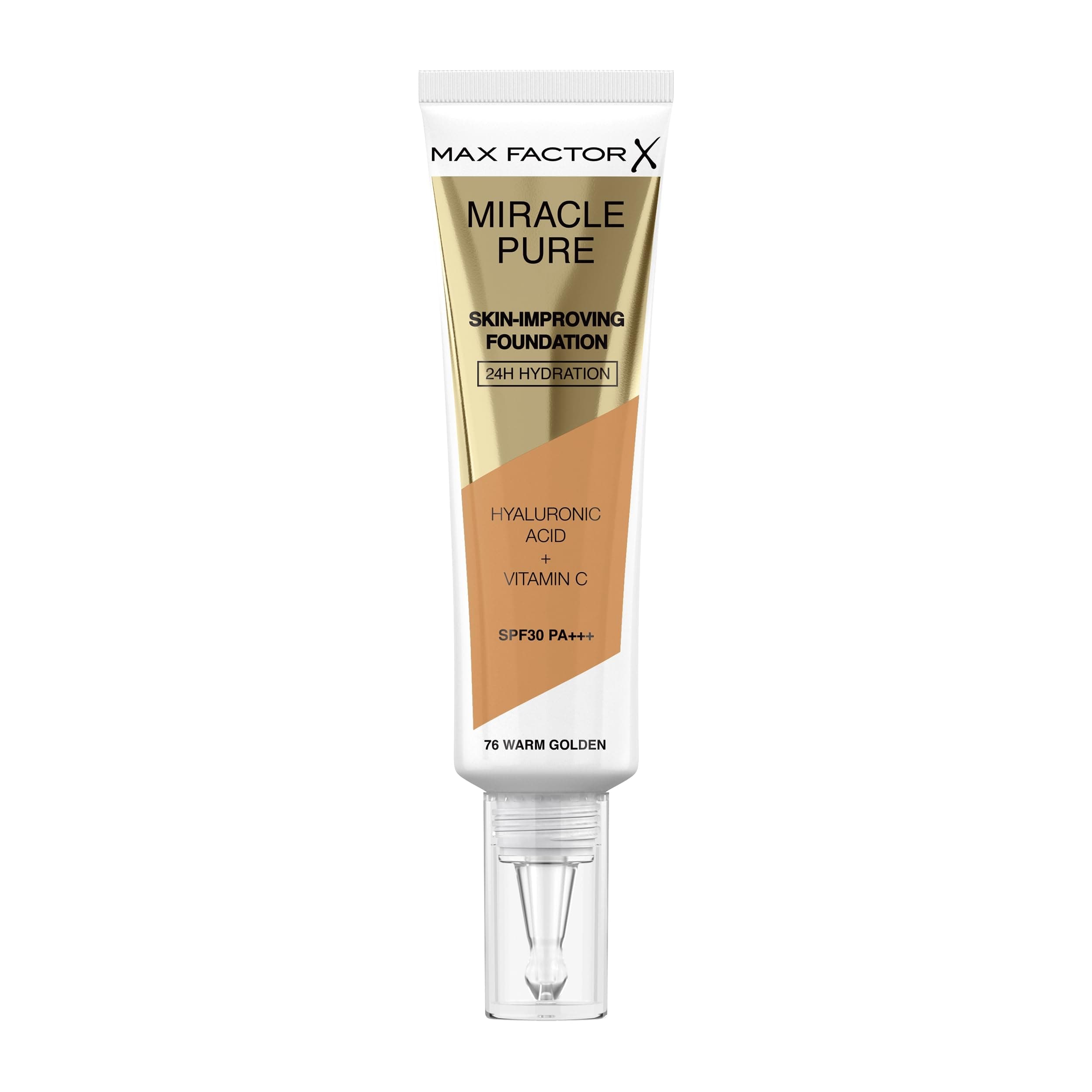 Miracle Pure Liquid Foundation, Warm Golden, Full Coverage, Flawless and Radiant Finish, Lightweight Formula, Smudge Resistant, Non Pore-Clogging, Fragrance Free, 35ml