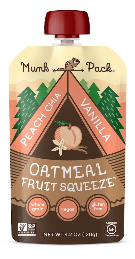 Munk Pack Oatmeal Fruit Squeeze Pouch, Peach Chia Vanilla, 4.2 oz (Pack of 6)