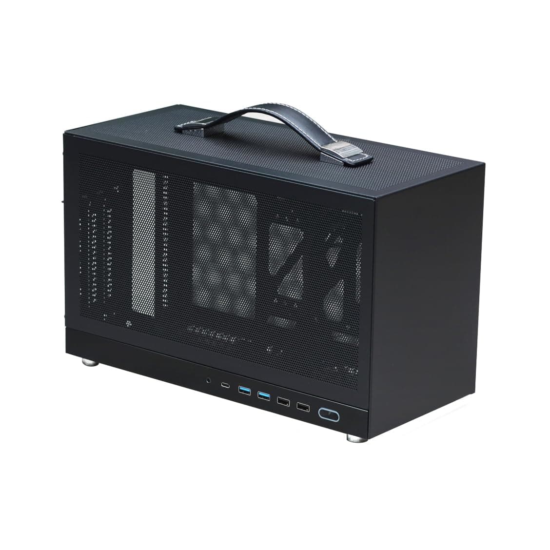 MiniNeo S400 10.8L Portable Mini-ITX Computer Case w/PCIe 4.0 Cable, Advanced Vented Panel, Front Type-C USB3.0 Ports, Fit Triple Slot GPU, SFF Small Form Factor PC Chassis (Black v2)