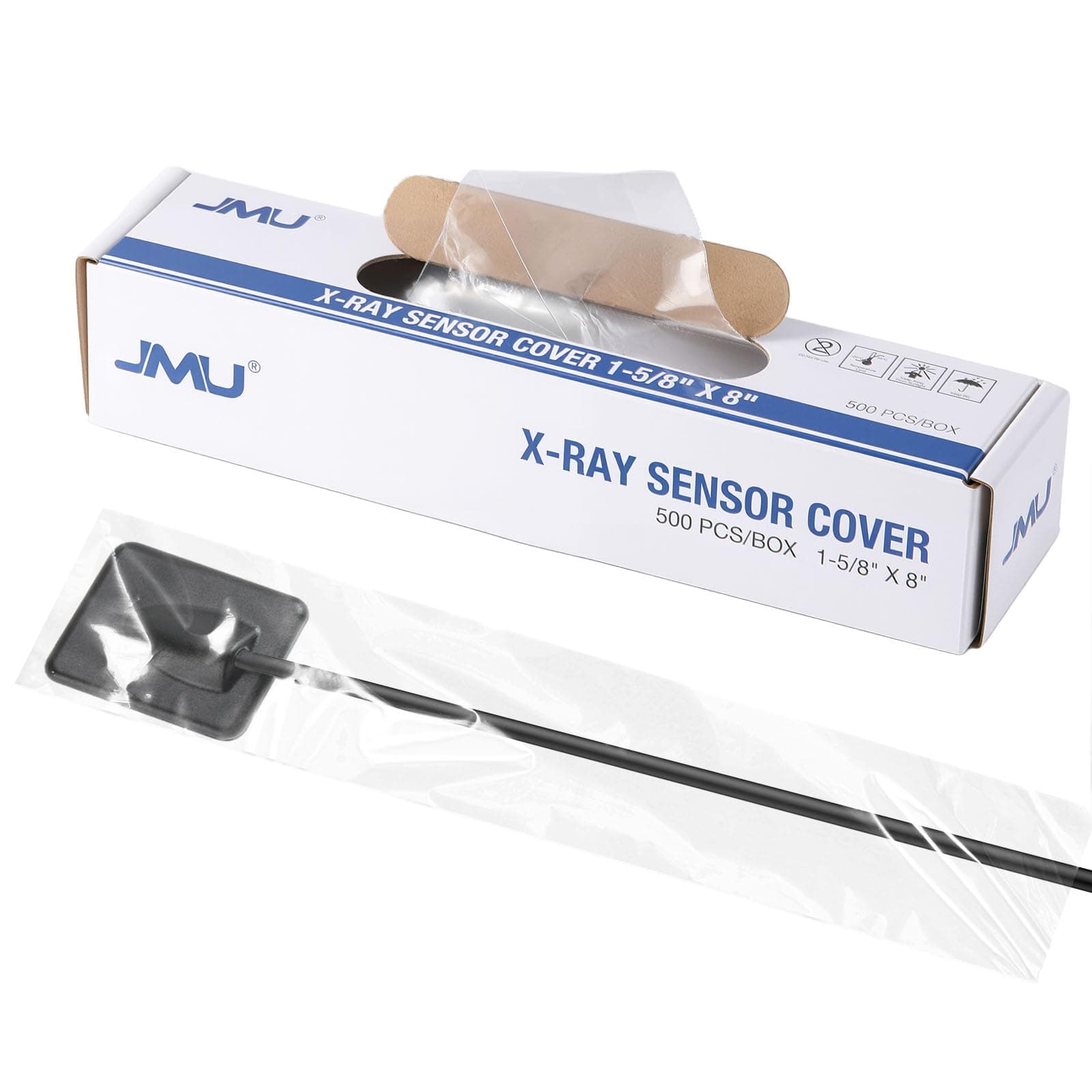 JMU 500pcs Dental Digital X-Ray Sensor Protective Covers #2, 8" x 1-5/8" X-ray Sensor Sleeves