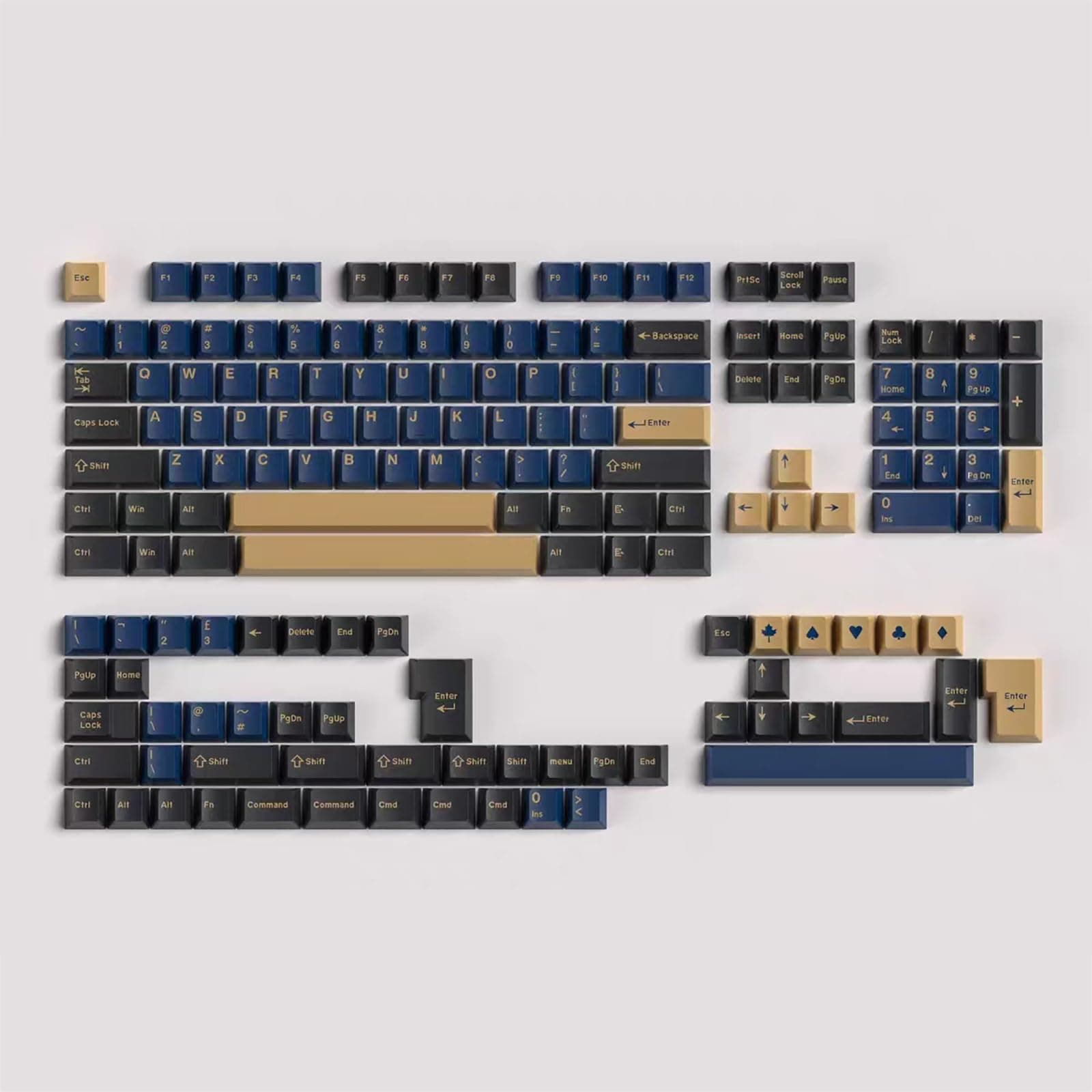 Sumgsn 172 Keys Double Shot Keycaps Cherry Profile Blue Samurai Keycaps for 61/64/87/104/108 Cherry Mx Switches ISO ANSI Layout Mechanical Keyboard