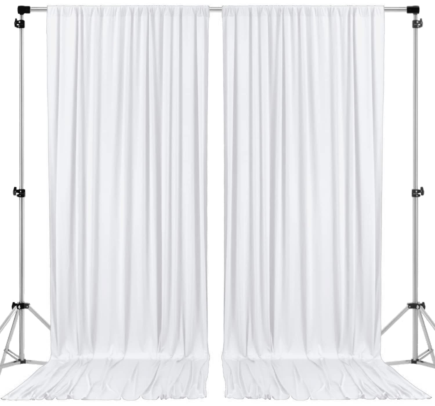 10 feet x 10 feet Polyester Backdrop Drapes Curtains Panels with Rod Pockets - Wedding Ceremony Party Home Window Decorations - White