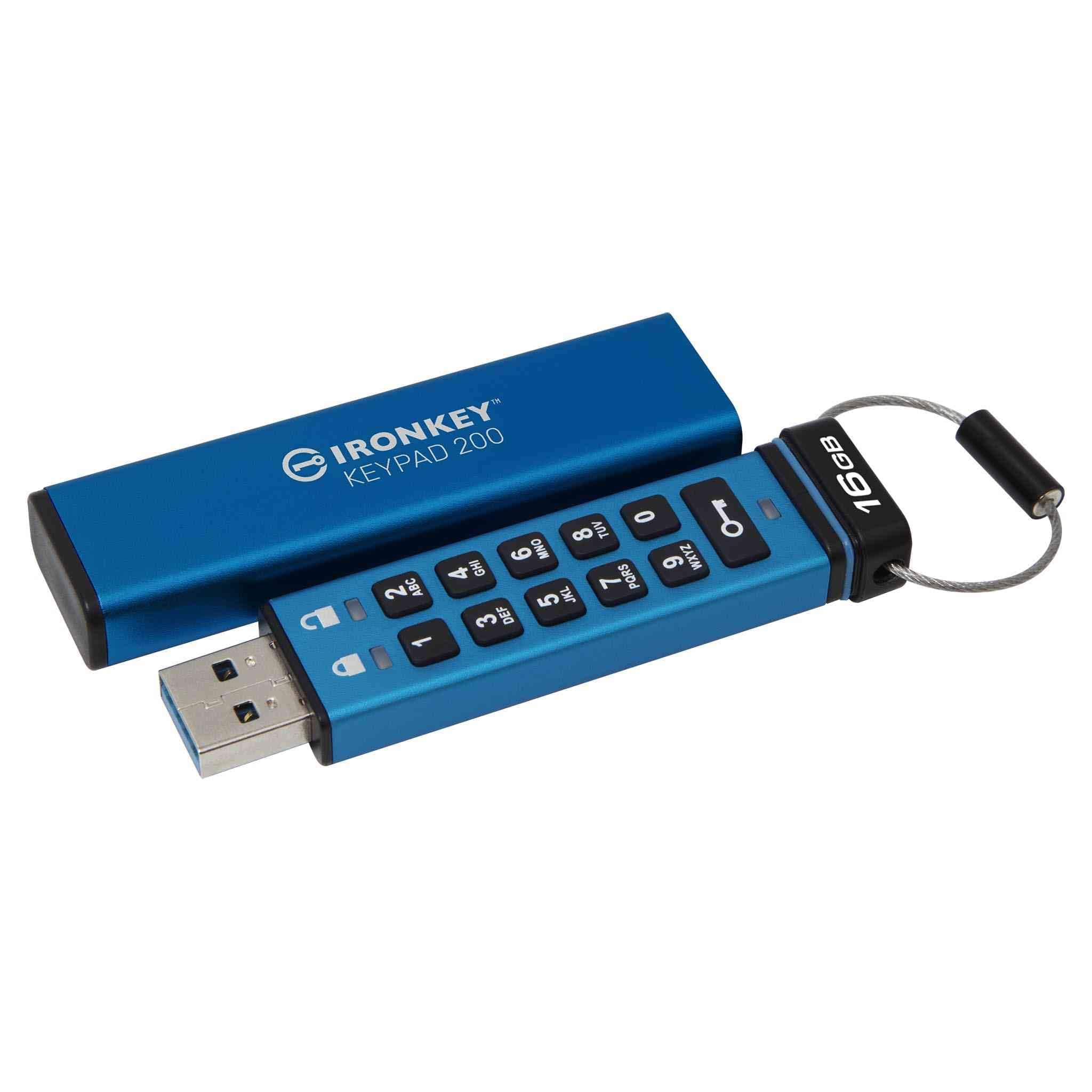 IronKey Keypad 200 Type -A hardware-encrypted USB Flash Drive FIPS 140-3 Level 3 (Pending) with XTS-AES 256-bit Hardware Encryption - IKKP200/16GB