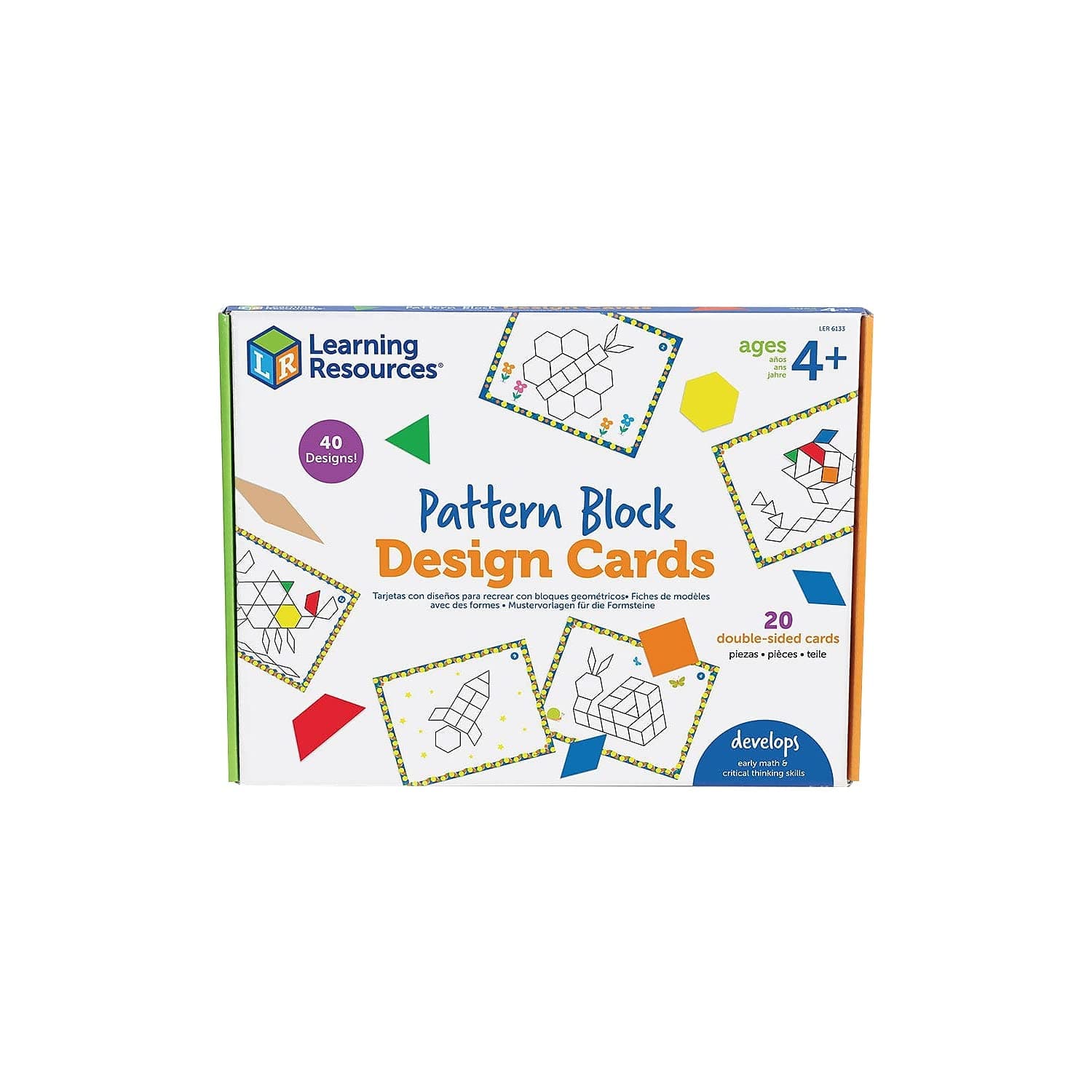 Learning Resources LER6133 Pattern Block Design Cards, Multi