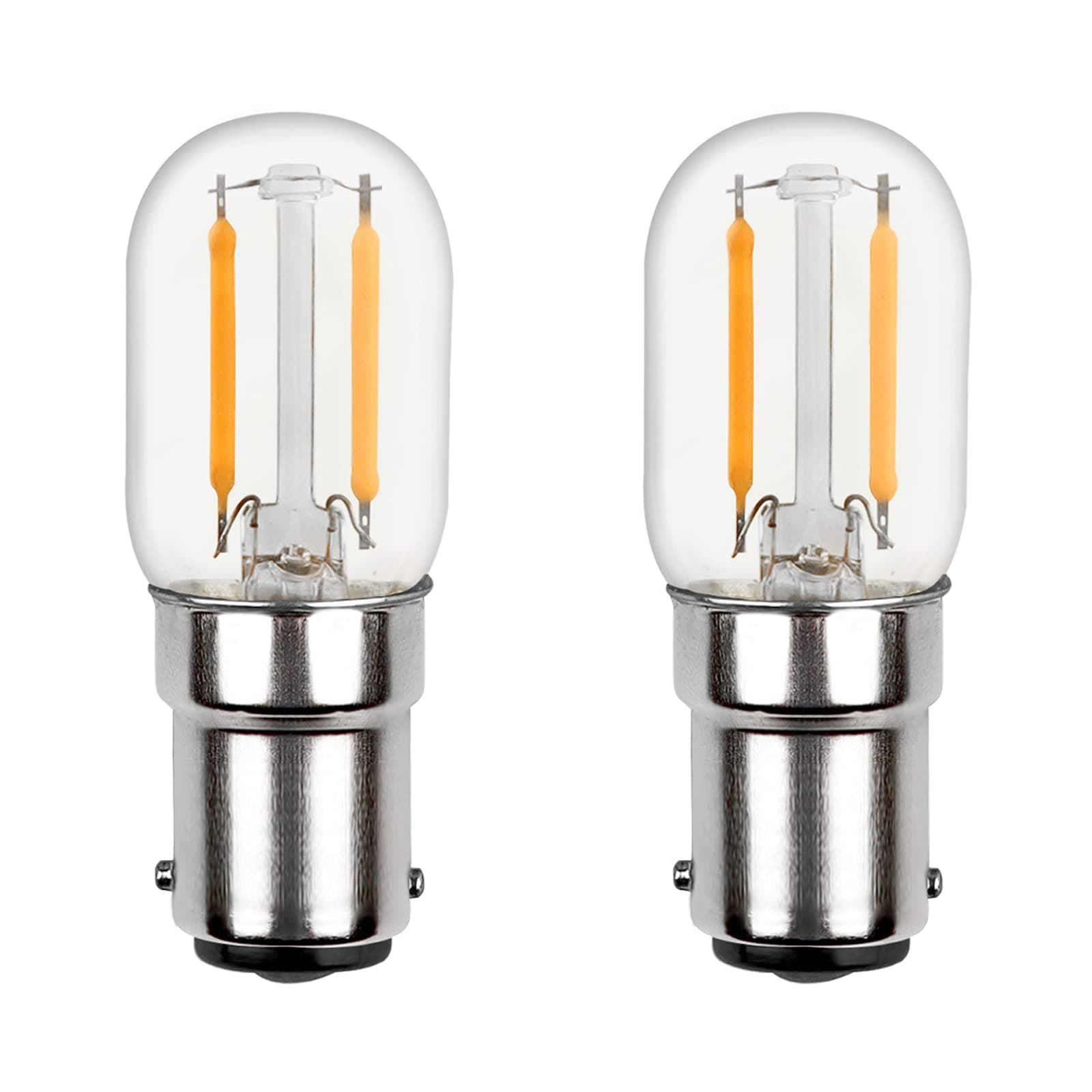 Akynite Sewing Machine Bulb B15 2W LED Cool White 6000K, AC 220-240V, Small Bayonet Cap Bulbs Replacement for 15W B15d, 2 Contact SBC COB LED Pygmy Bulbs for Sewcraft Appliance Lamp, Pack of 2