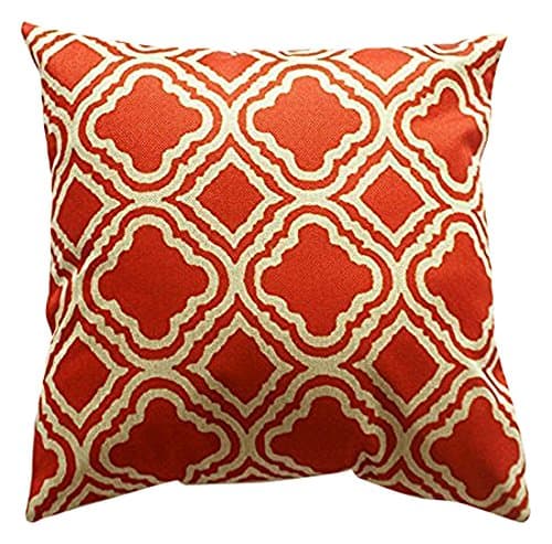 Lydealife Throw Pillow Cushion Cover, Argyle Pattern, Orange