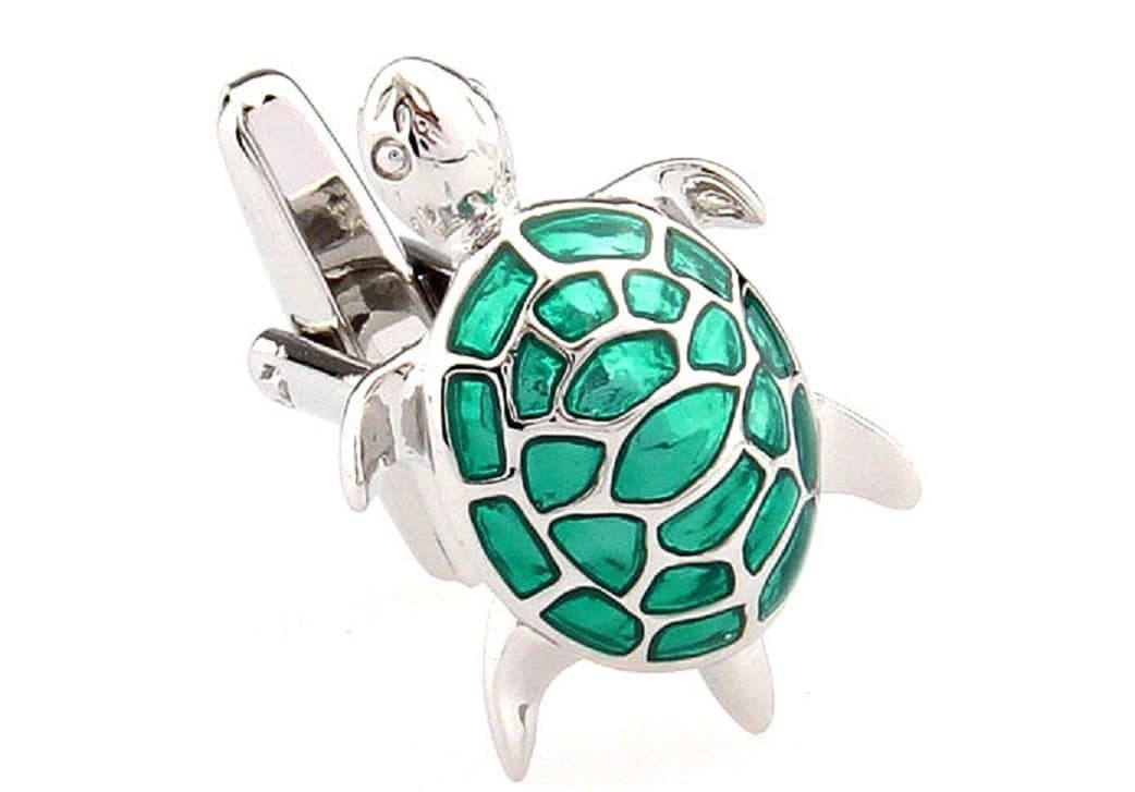 Turtle Tortoise Pair Cufflinks in a Presentation Gift Box & Polishing Cloth