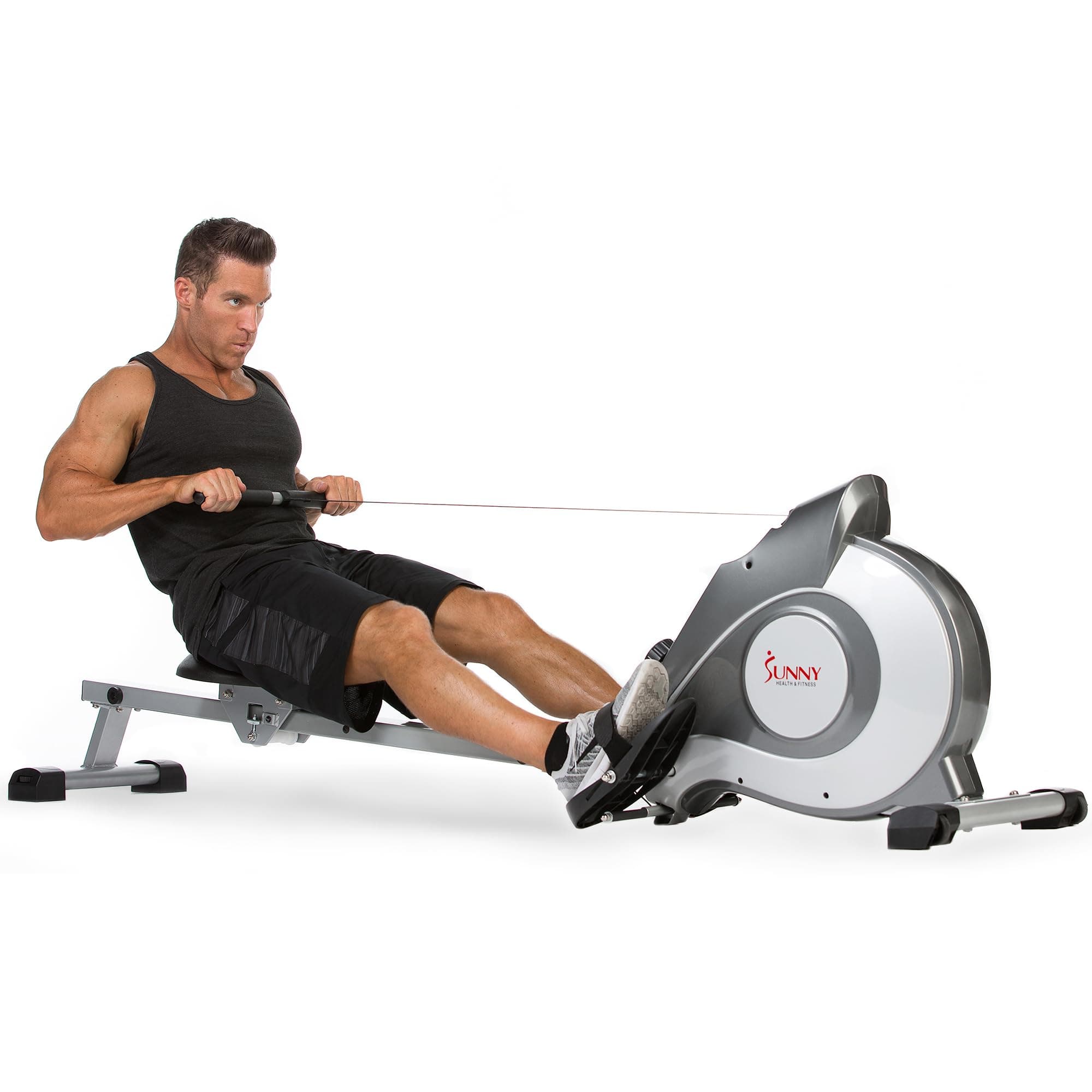 Magnetic Rowing Machine for Home, Rower Machine with Extended Slide Rail, Full-Body Workout, Low-Impact, Compact and Adjustable Resistance, Super Quiet and Smooth
