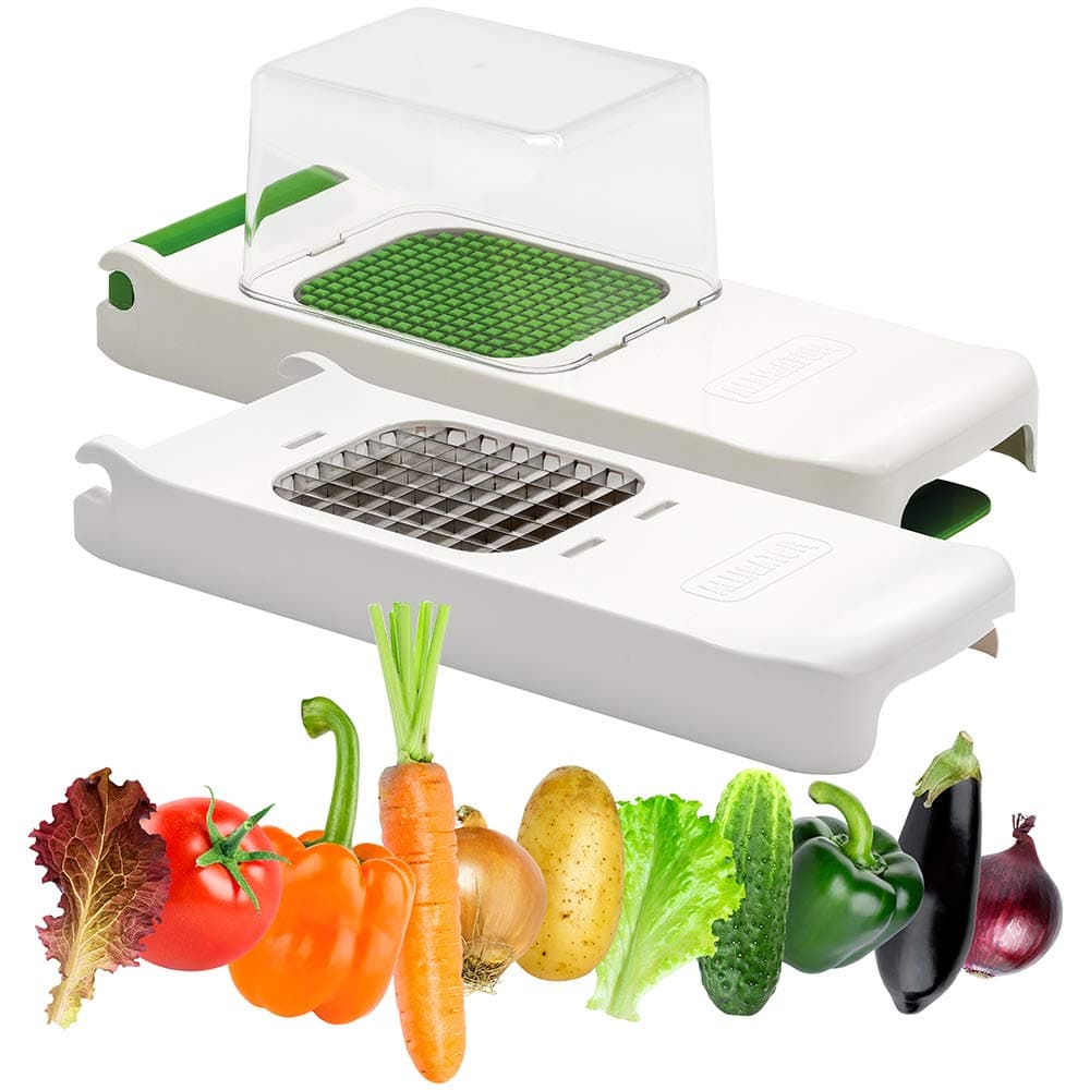 Alligator® Original Onion, Vegetable and Fruit Chopper Set. 1/4" + 1/2" Chopper and Dicer - Sharp and Safe Stainless Steel Blades.