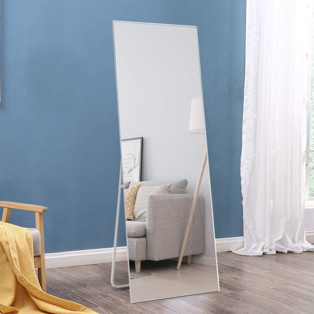 Elevens Full Length Mirror Large Floor Mirror Standing or Wall-Mounted Mirror Dressing Mirror Frame Mirror for Living Room/Bedroom/Cloakroom (65”X22”, Silver), (JJ00372ZZV-USAM004)