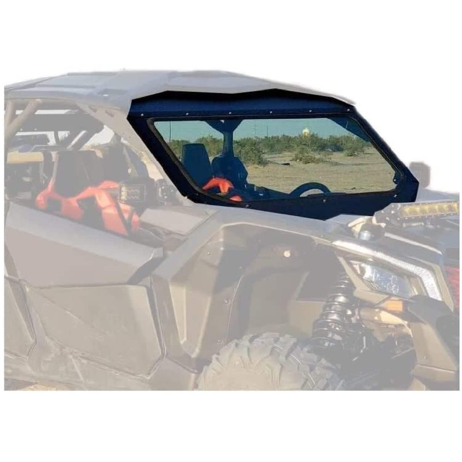 ECOTRIC Full Glass Windshield + Sun Visor Compatible With Can Am Maverick X3 900 XRS XDS Turbo R Max 2017-2023