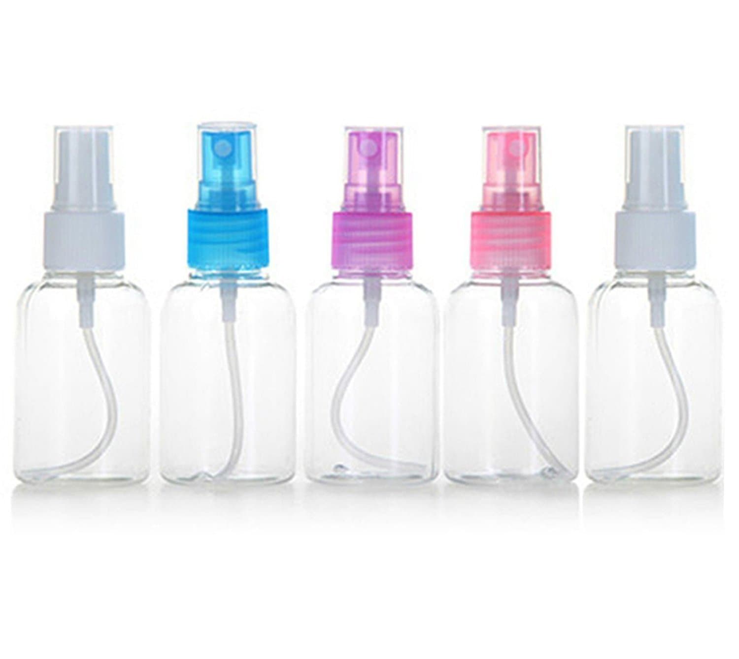 Honearn 50ml Empty Mist Spray Bottles Travel Plastic Transparent Atomiser 5 Pcs