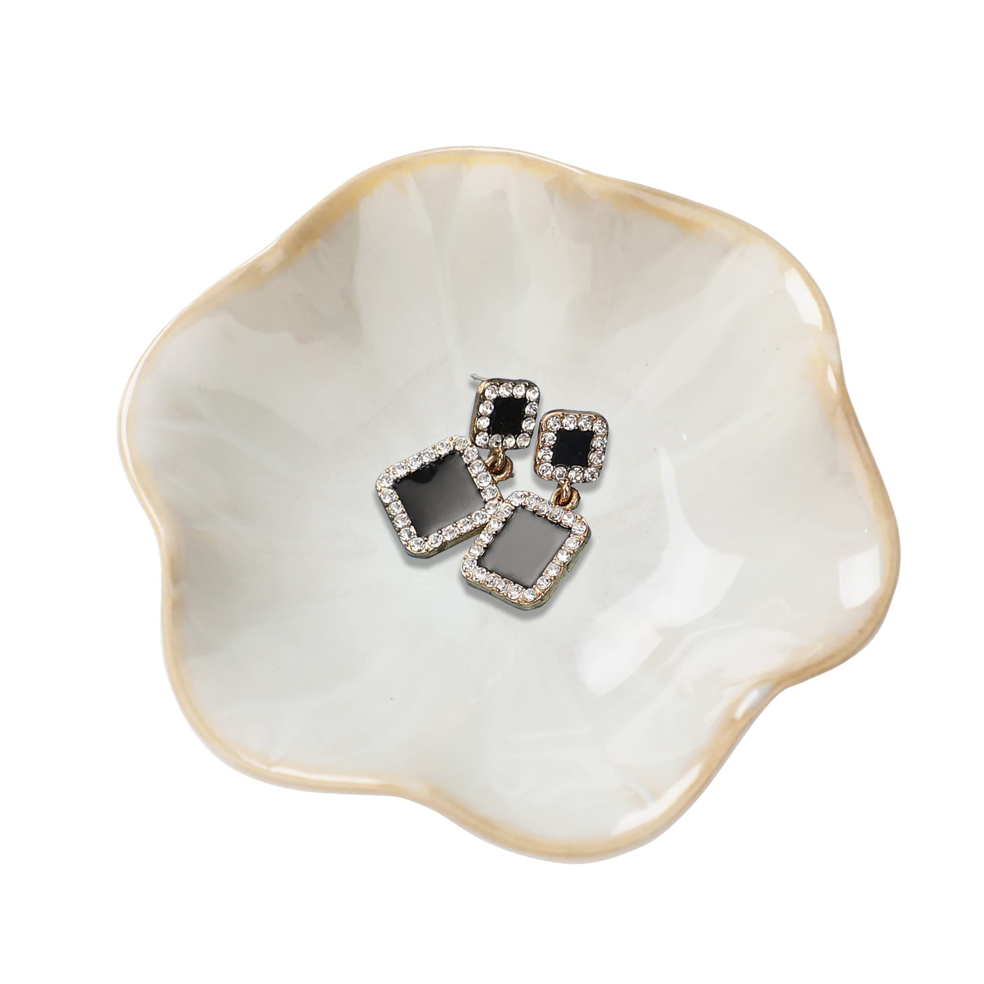 Ceramic Jewelry Dish, Leaf Tray, Key Holder, Small Ring Dish, Plate, Trinket Catchall, Nightstand Decor for Entryway Table, Room Decor