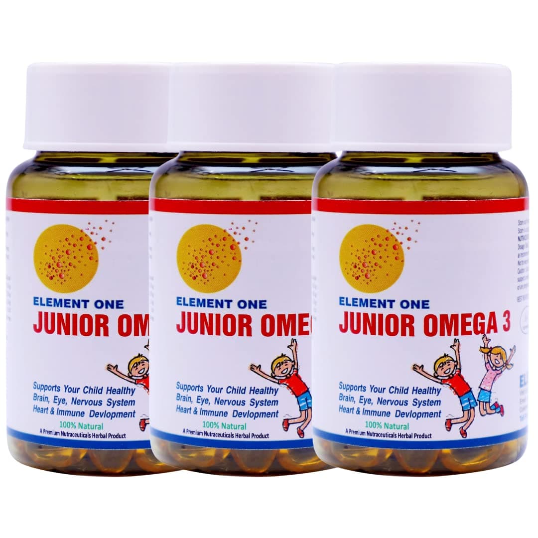 ELEMENT ONE Junior Omega 3 Deep Sea Fatty Acid Fish Omega3 With Epa&Dha|Promotes Active Brain Eye Heart Health Improves Mind Concentration N Active Mind&Builds Immunity Age 5 To 18 Y (90 Capsules)