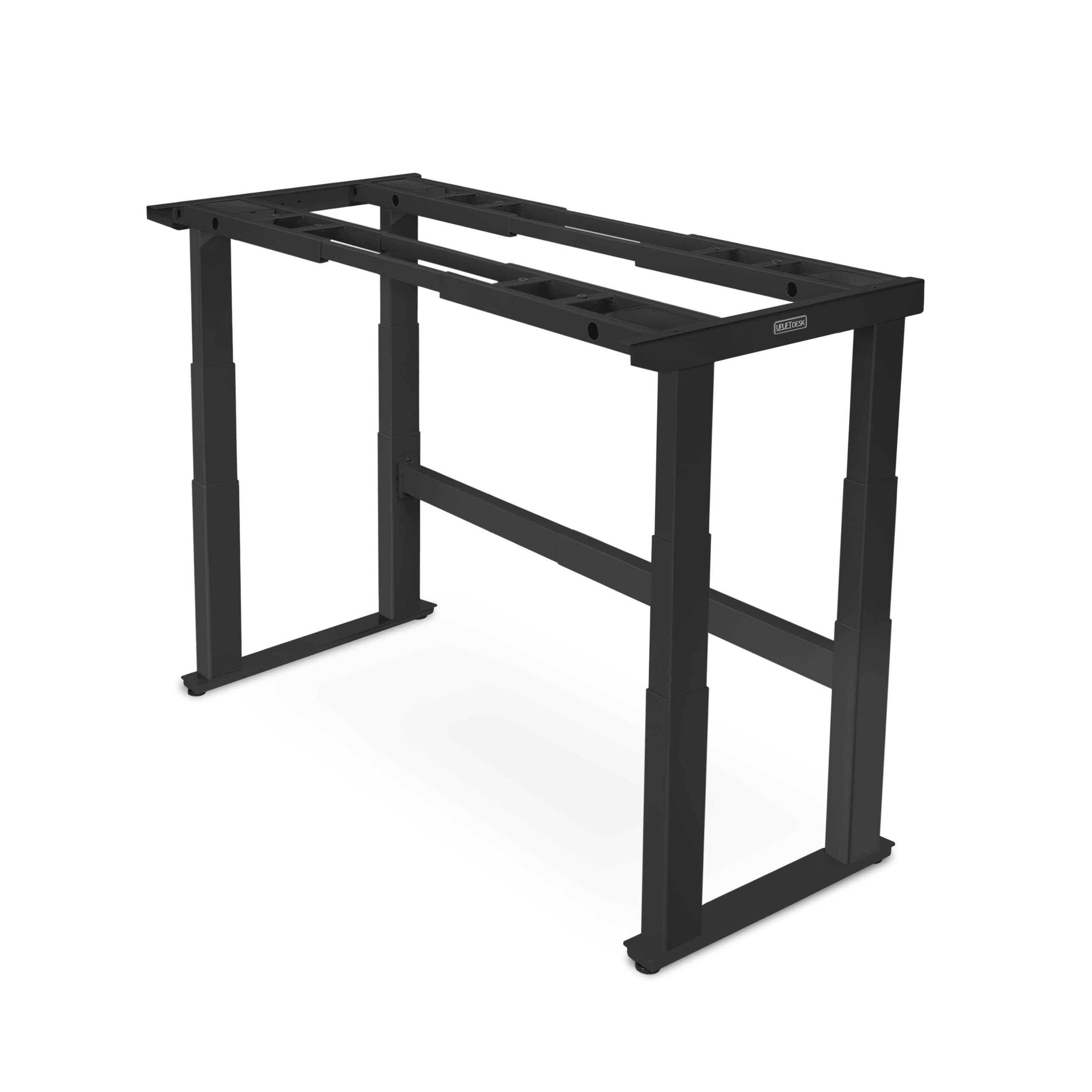 4-Leg V2-Commercial Height Adjustable Standing Desk Frame (Black), No Desktop, Advanced Memory Keypad, Free Wire Tray