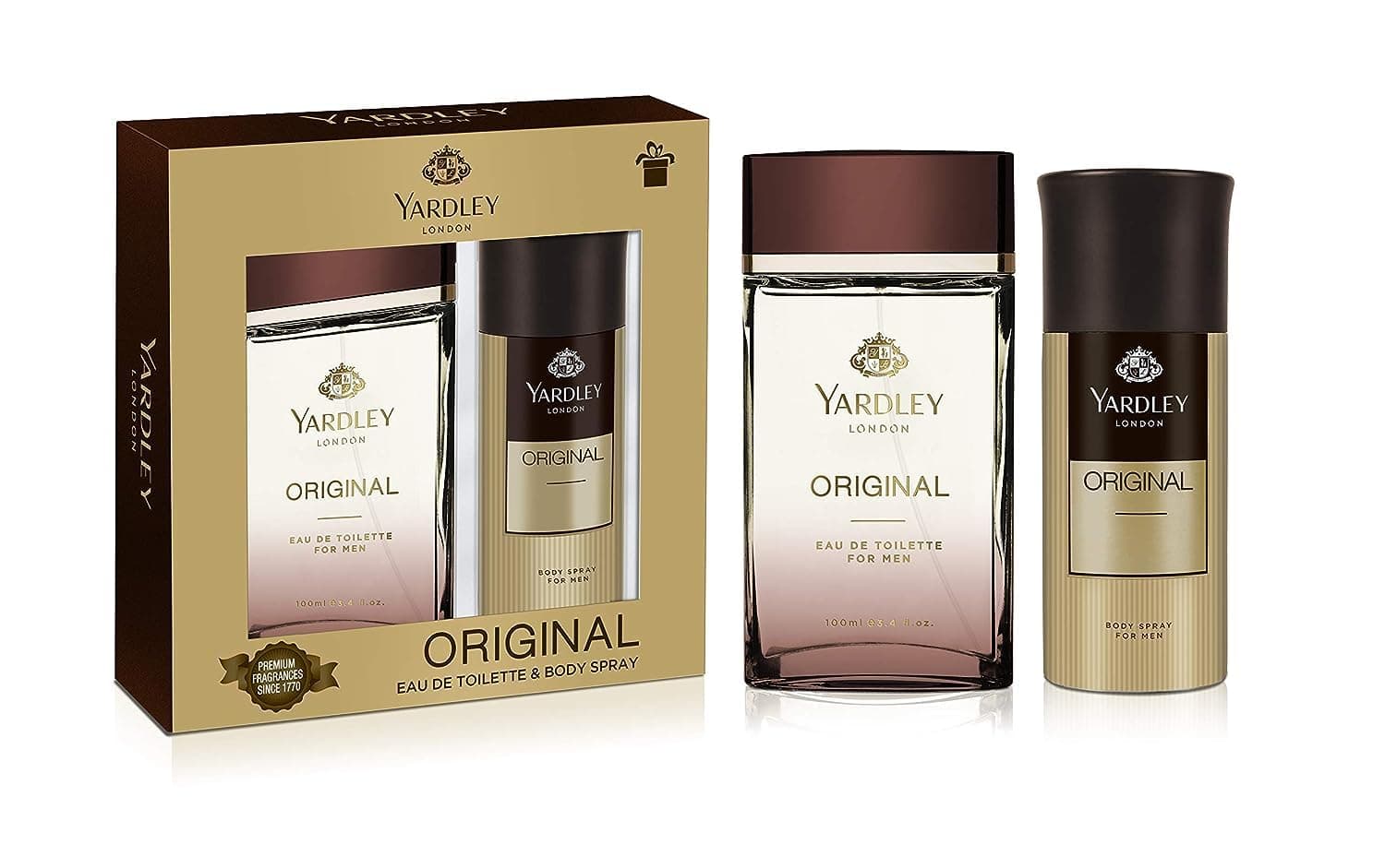 Yardley Original Perfumed Gift Set - Eau de Toilette 100ml + Body Spray 150ml | Fresh Fragrance For Masculine Elegance | For Men