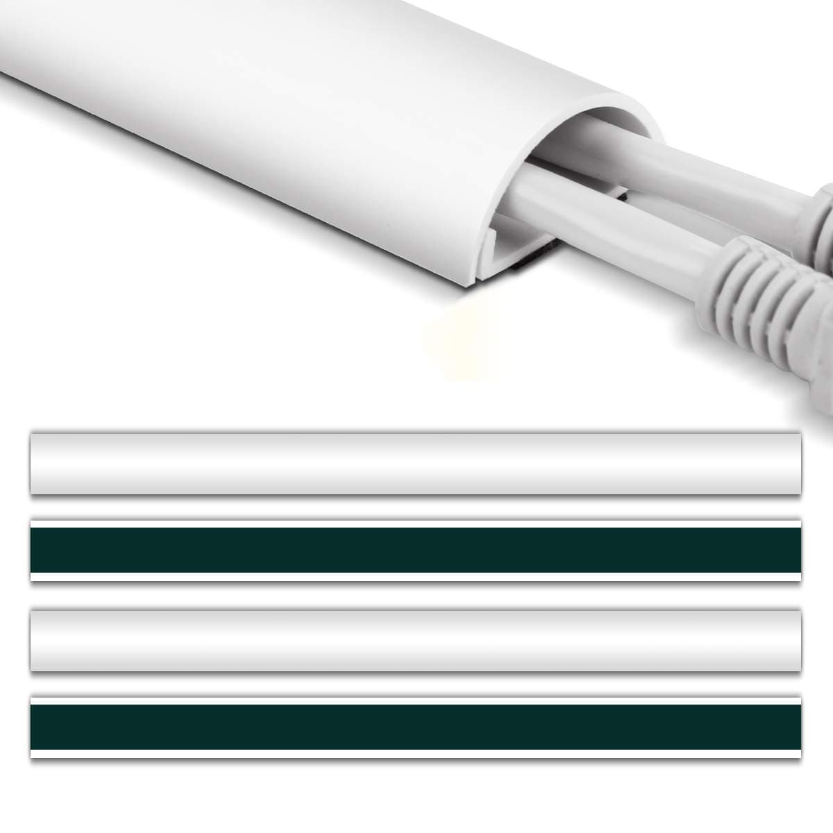 Stageek White Mini Trunking Kit, 6-Meter Self Adhesive Wire Hider, D Channel Cable Trunking for Hiding Cables, Wall Cable Tidy Cable Duct for Wall Mount TV Cords, 16 Pieces x L 39cm x W 2.5cm x H1.3cm