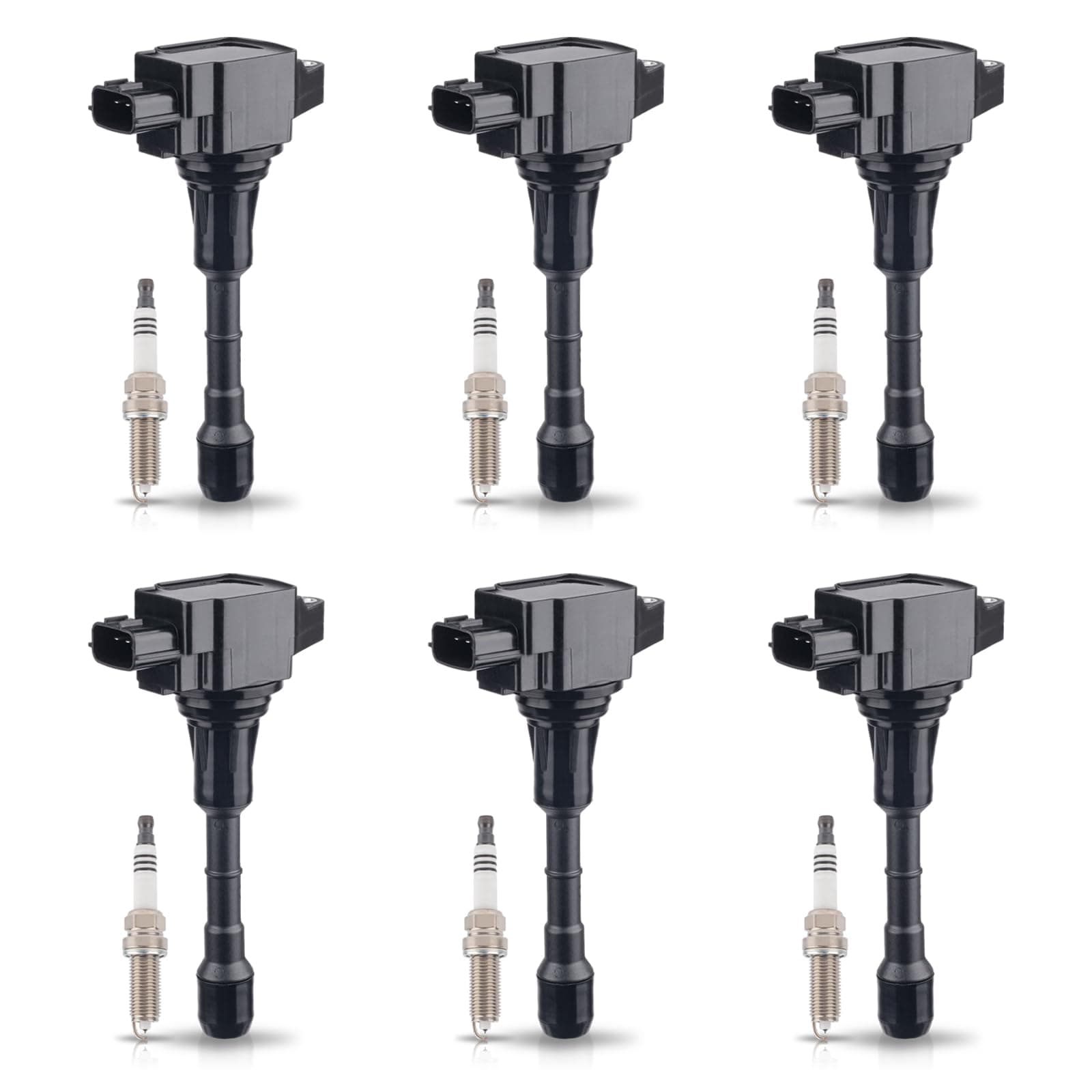 Set of 6 Iridium Spark Plug and 6 Ignition Coil Pack Compatible with Nissan Infiniti Maxima Murano Pathfinder Quest Altima Q50 QX60 FX35 3.5L V6 Replacement for UF550