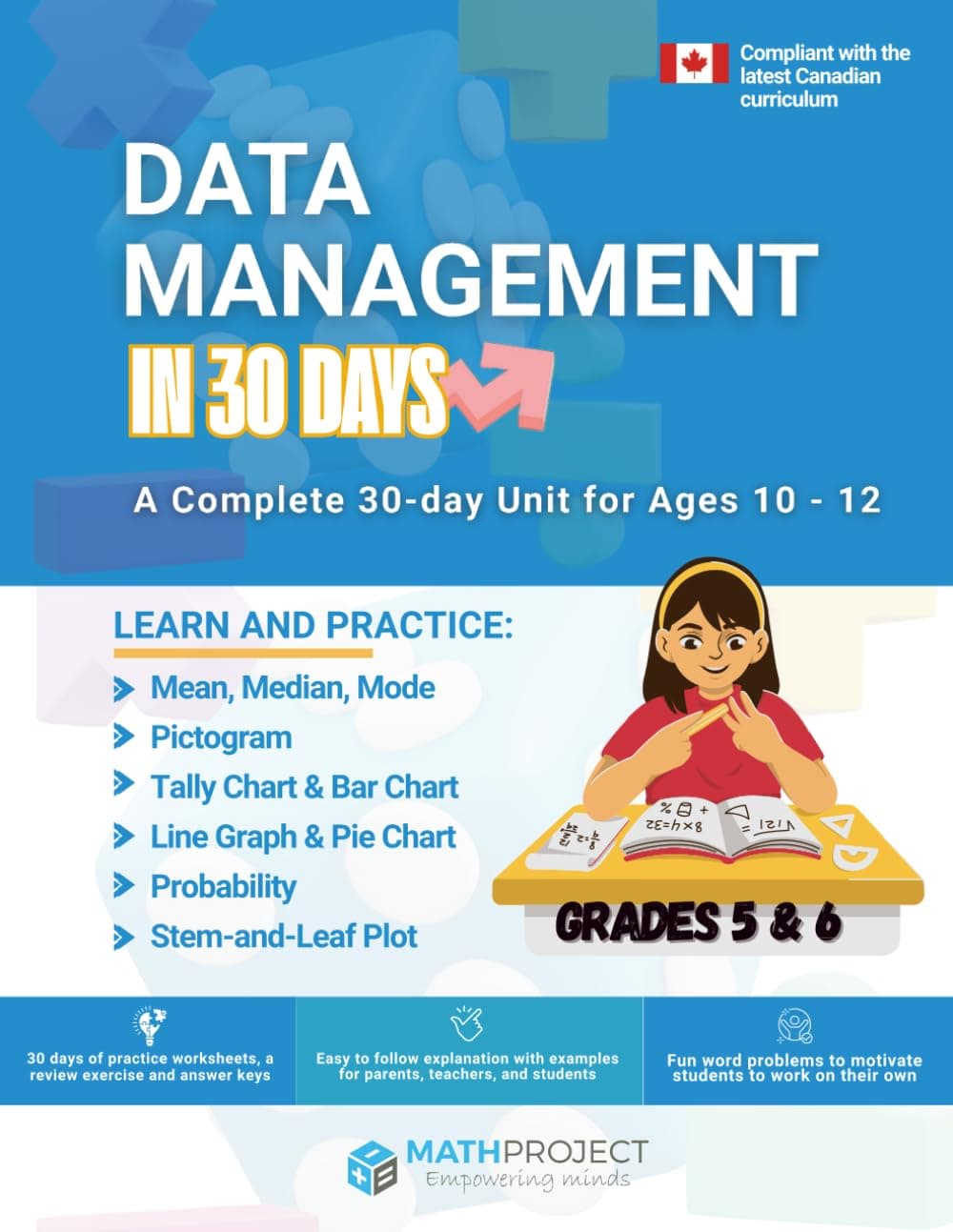 Data Management for Grades 5-6 OR ages 10-12: Tally Chart | Bar Graph | Line Graph | Pie Chart | Theoretical & Experimental Probability | Comparing Probability | Tree Diagram: Canadian Curriculum