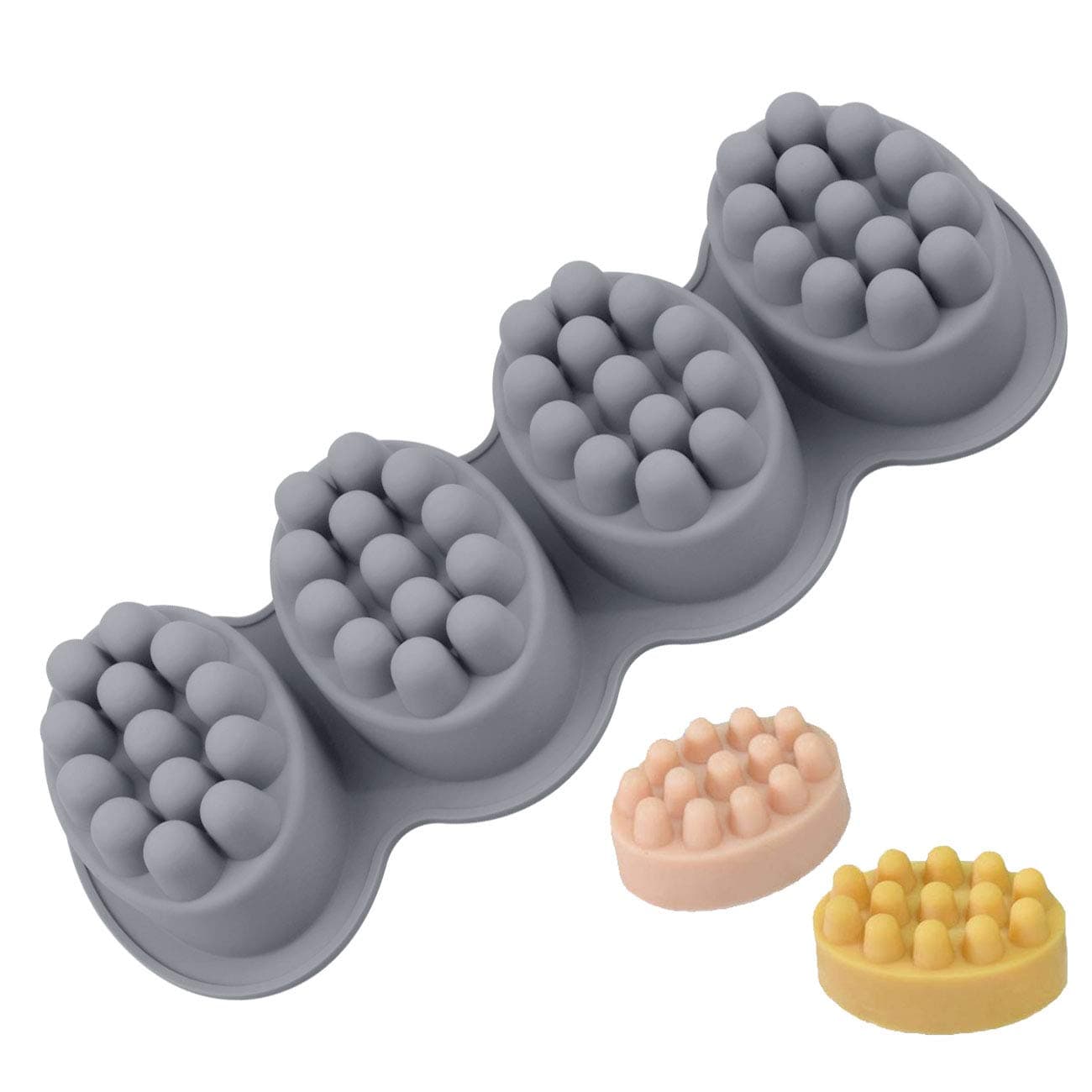 BUSOHA Soap Molds for Soap Making,4 Cavities 4.5oz Massage Silicone Soap Molds for DIY Soap Making, Candle Making, Polymer Clay