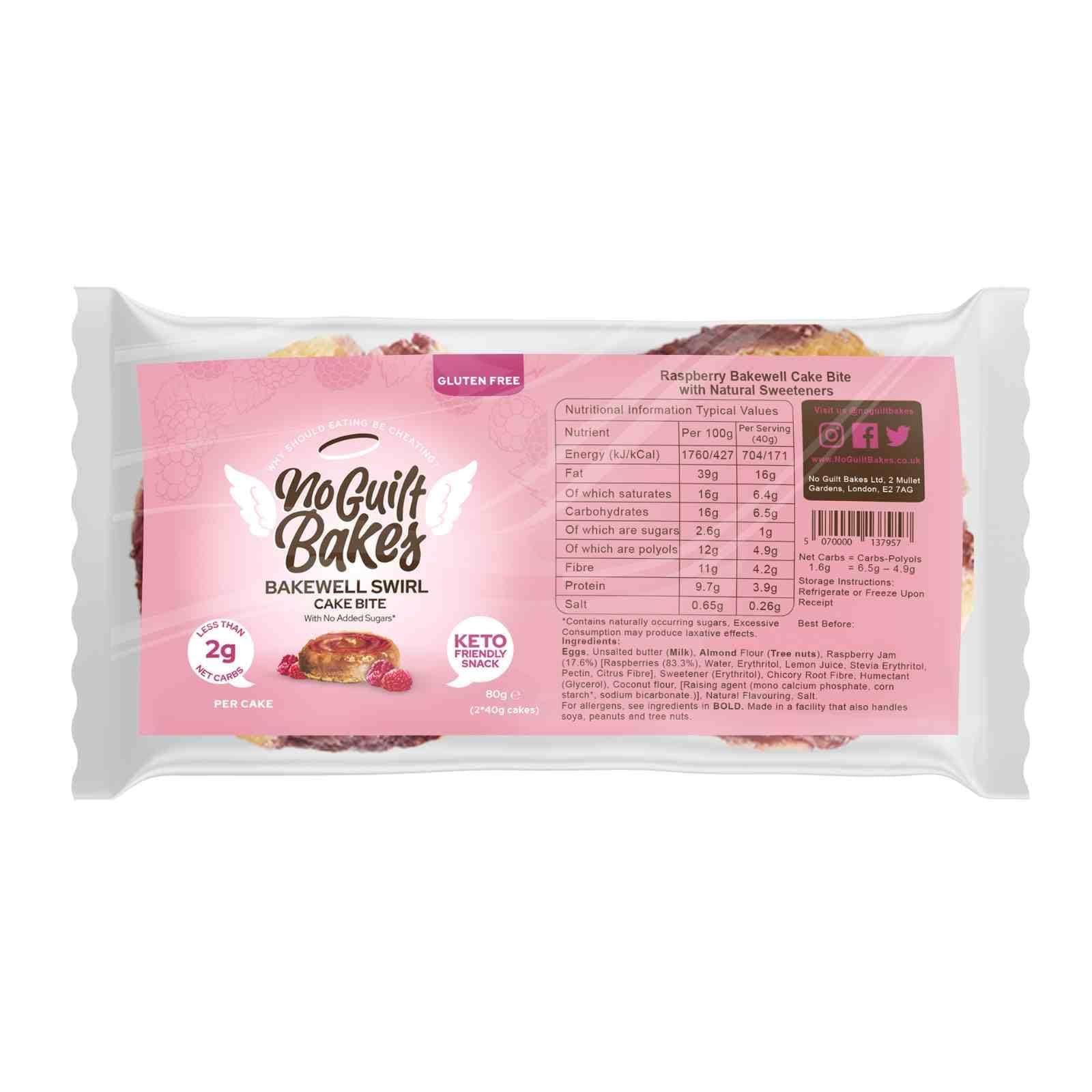 – No Guilt Bakes Keto Cake Bites (Raspberry Swirl, 6 Packets) - Dive into Gluten-Free Bliss | Zero Sugar Added | Perfect Diabetic Dessert | Essential Keto Diet Snack