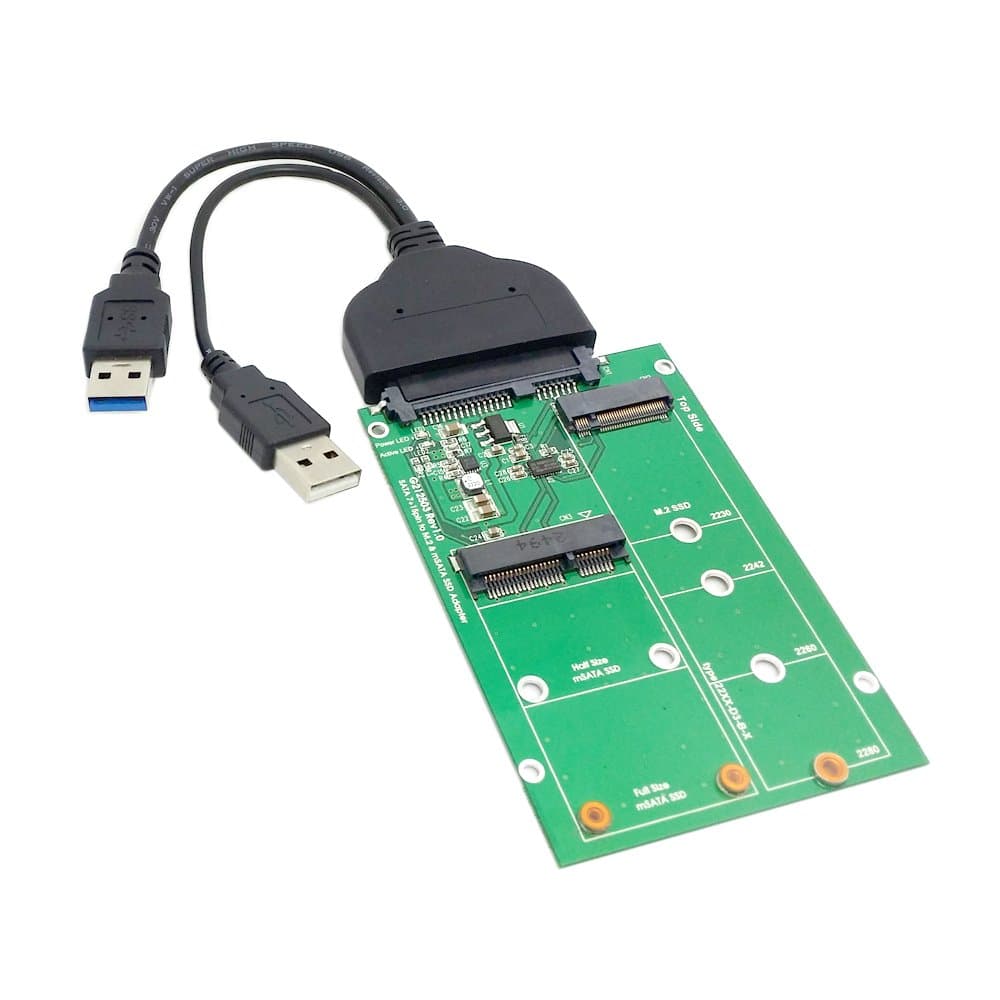 Cablecc USB 3.0 to SATA 22pin 2.5 Hard Disk to 2 in 1 Combo Mini PCI- E 2 Lane M.2 NGFF mSATA SSD Adapter Converter