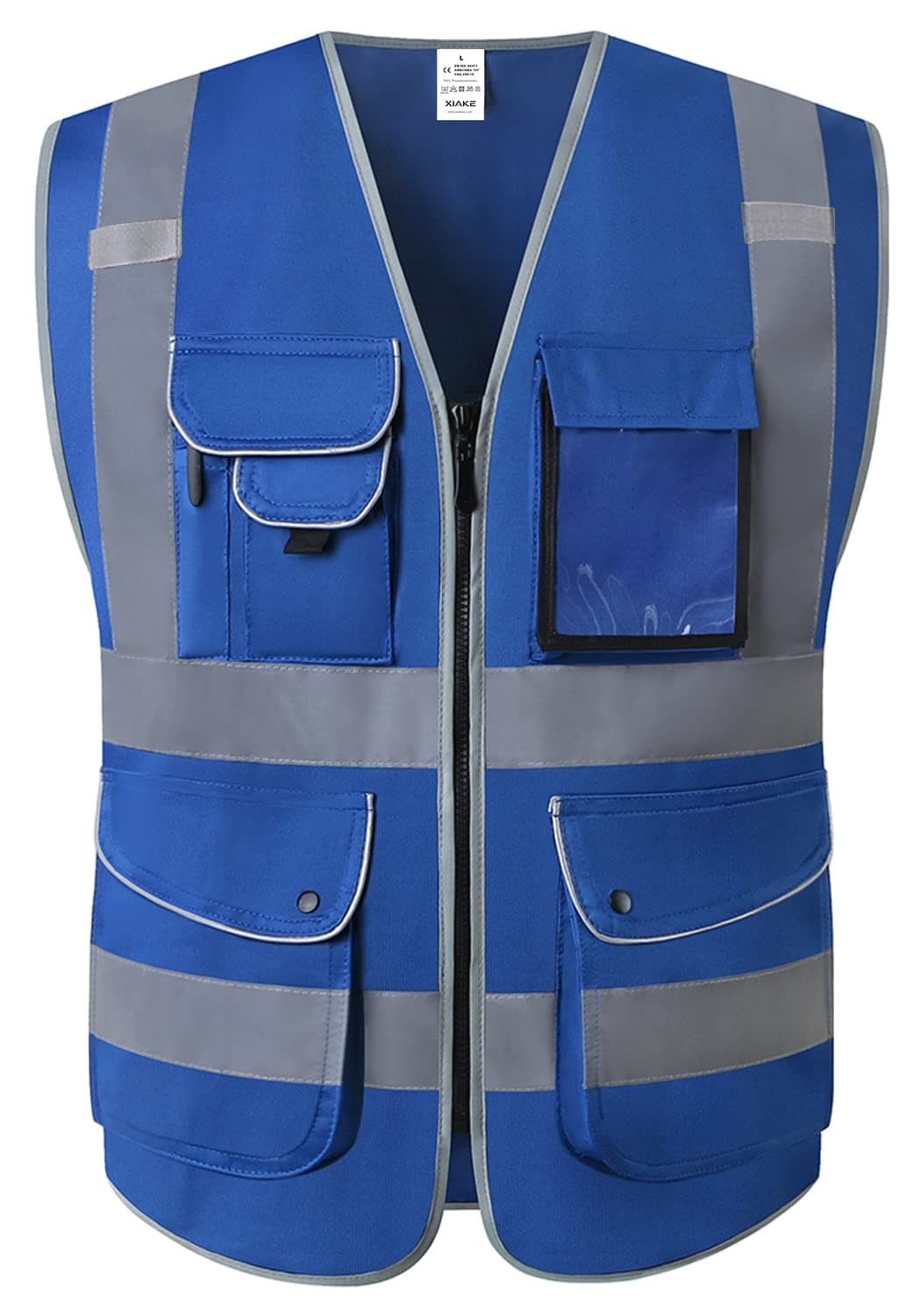 XIAKE 9 Pockets Class 2 High Visibility Reflective Safety Vest for Men Women,Meets ANSI/ISEA Standard