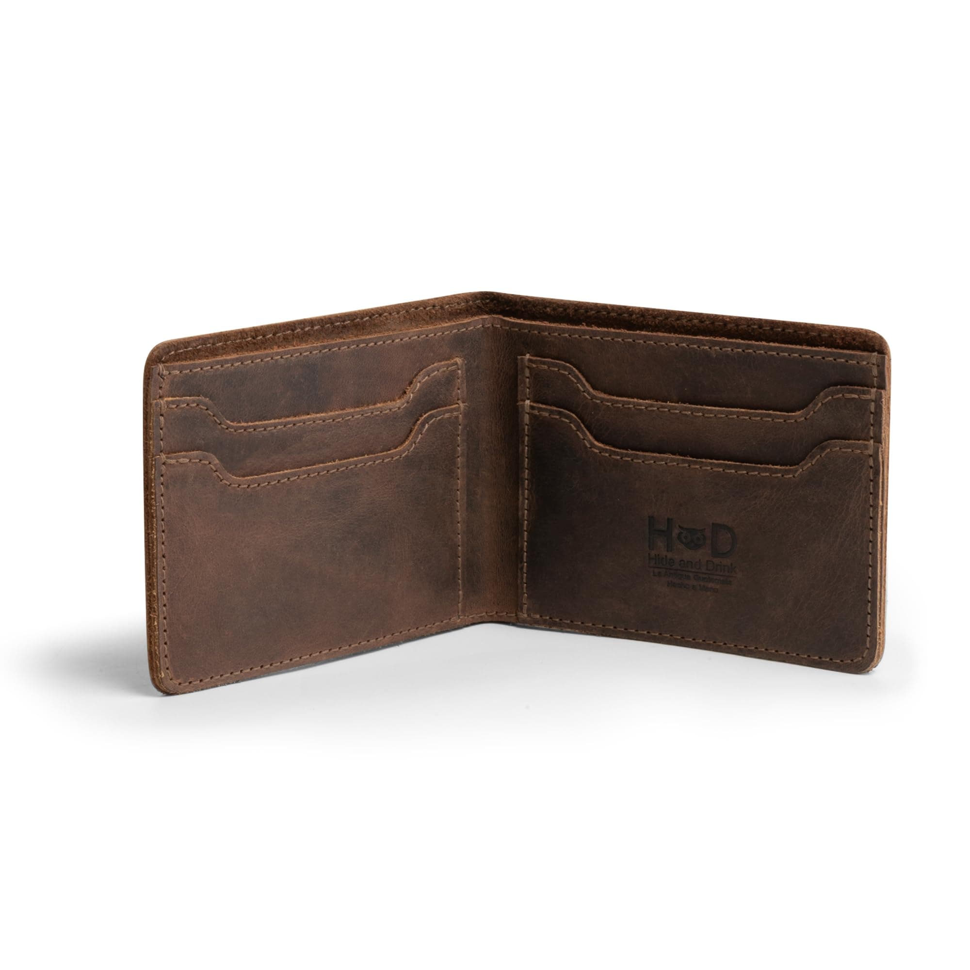 Hide & Drink, Classic Wallet Handmade from Full Grain Leather - Storage Case for Identification (Bourbon Brown), Bourbon Brown, Classic