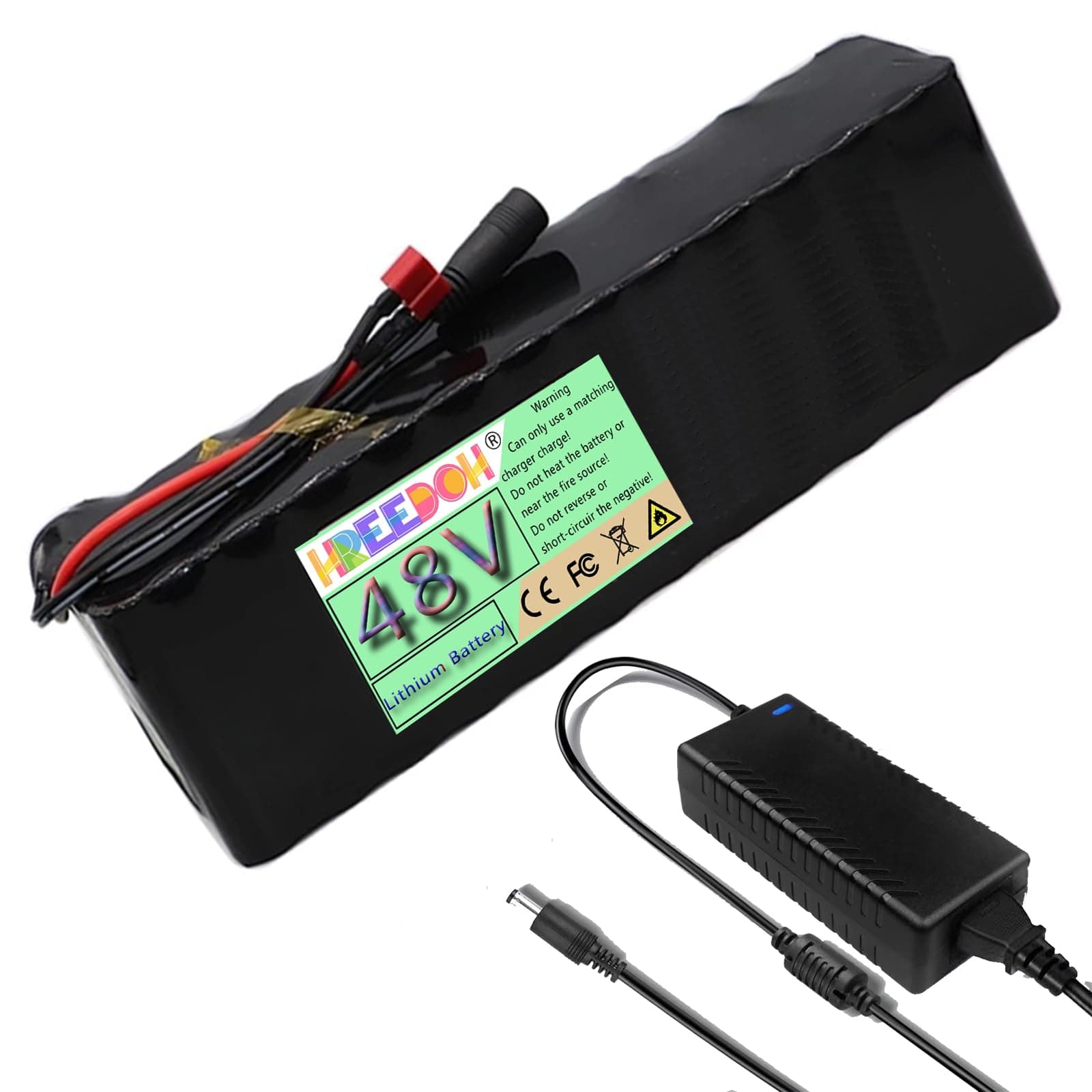 48 Volt Lithium Battery Pack 48V Li-ion Battery 48V Replacement Battery 4000mAh 6000mAh 7500mAh 9600mAh with Charger for 0-500W Motor,48v6000mah