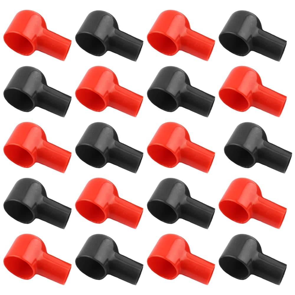 20 PCS Battery Terminal Covers Insulating Flexible Protector Caps Car Battery Cover for Car Electric Bikes Trucks Boat Protector Positive and Negative-Red & Black