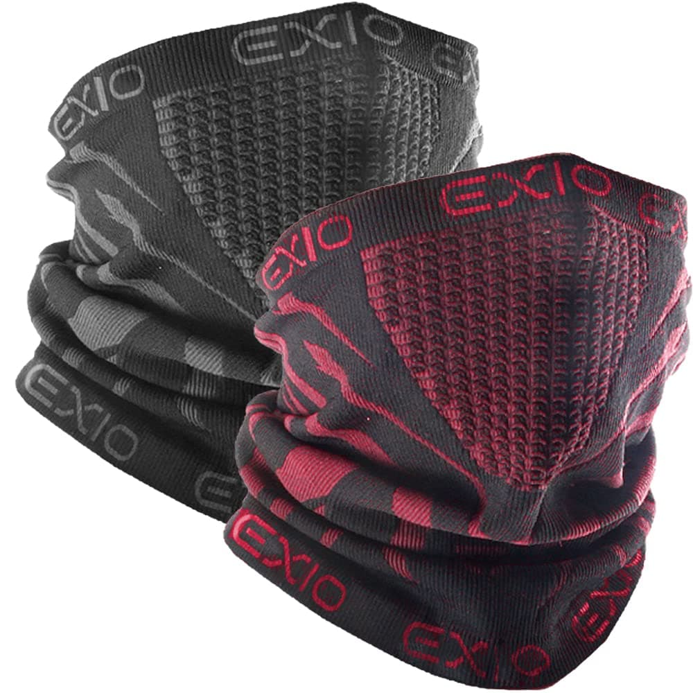 EXIO Winter Neck Warmer Gaiter/Balaclava (1Pack or 2Pack) - Windproof Face Mask for Ski, Snowboard