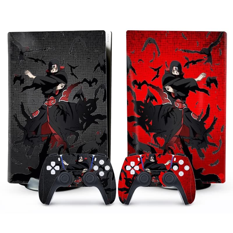 Itachi Skin Cover and Accessories for PS5 Console and Controller - Black and Red Full Set
