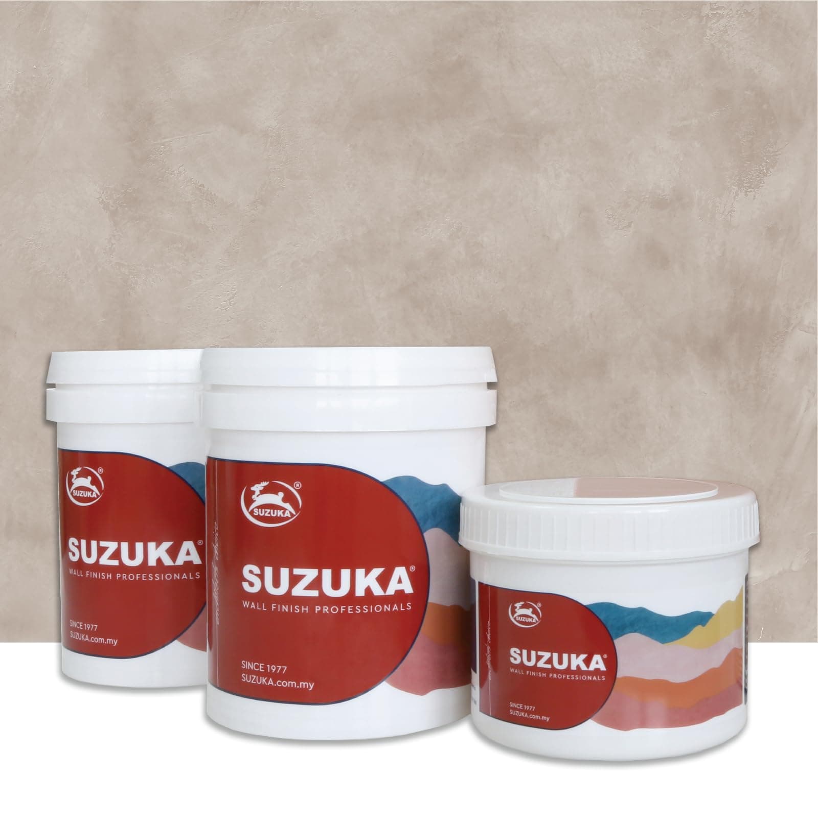 - SUZUKA Strato Texture Limewash Effect Matte Wall Paint SCT-302 - Lime Wash Plaster, Venetian Interior Paint - Primer and Wax Top Coat included - Natural Grey