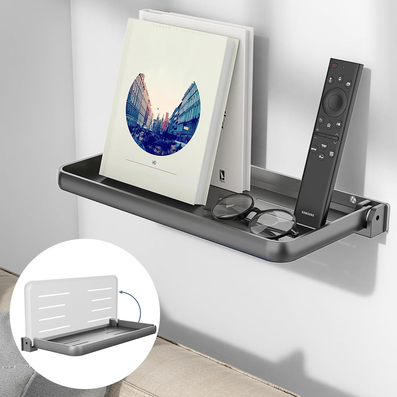 Safoner RV Aluminum Fold-Down Wall Shelf - The Essential Camper Accessory for Interior Organization | Space-Efficient Versatile Floating Storage- 1 Pack