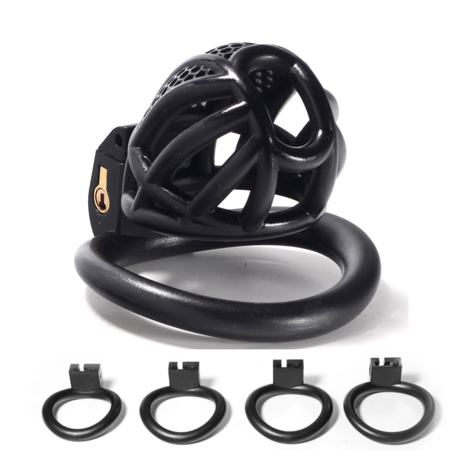 Mesh Honeycomb Breathable Cage for Men's Beginners with 4 Fixed Carabiners (40mm/43mm/44mm/46mm) (Black, S)