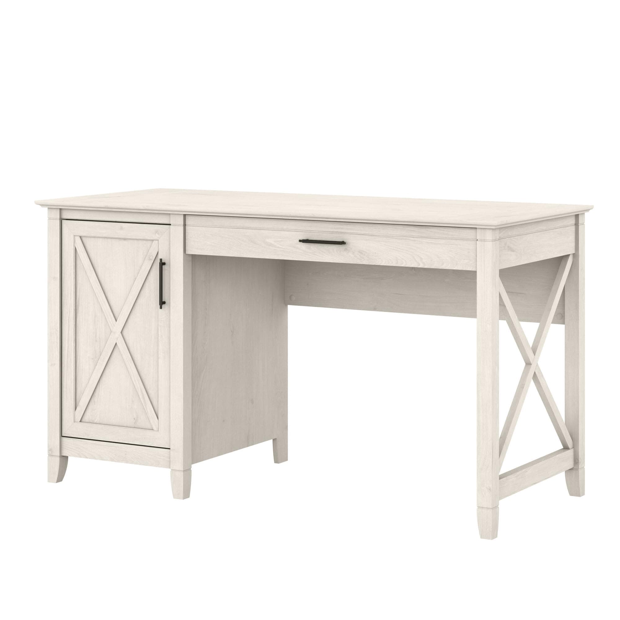 Key West Computer Desk with Storage | Farmhouse PC Table for Home Office in Linen White Oak | 54W x 24D