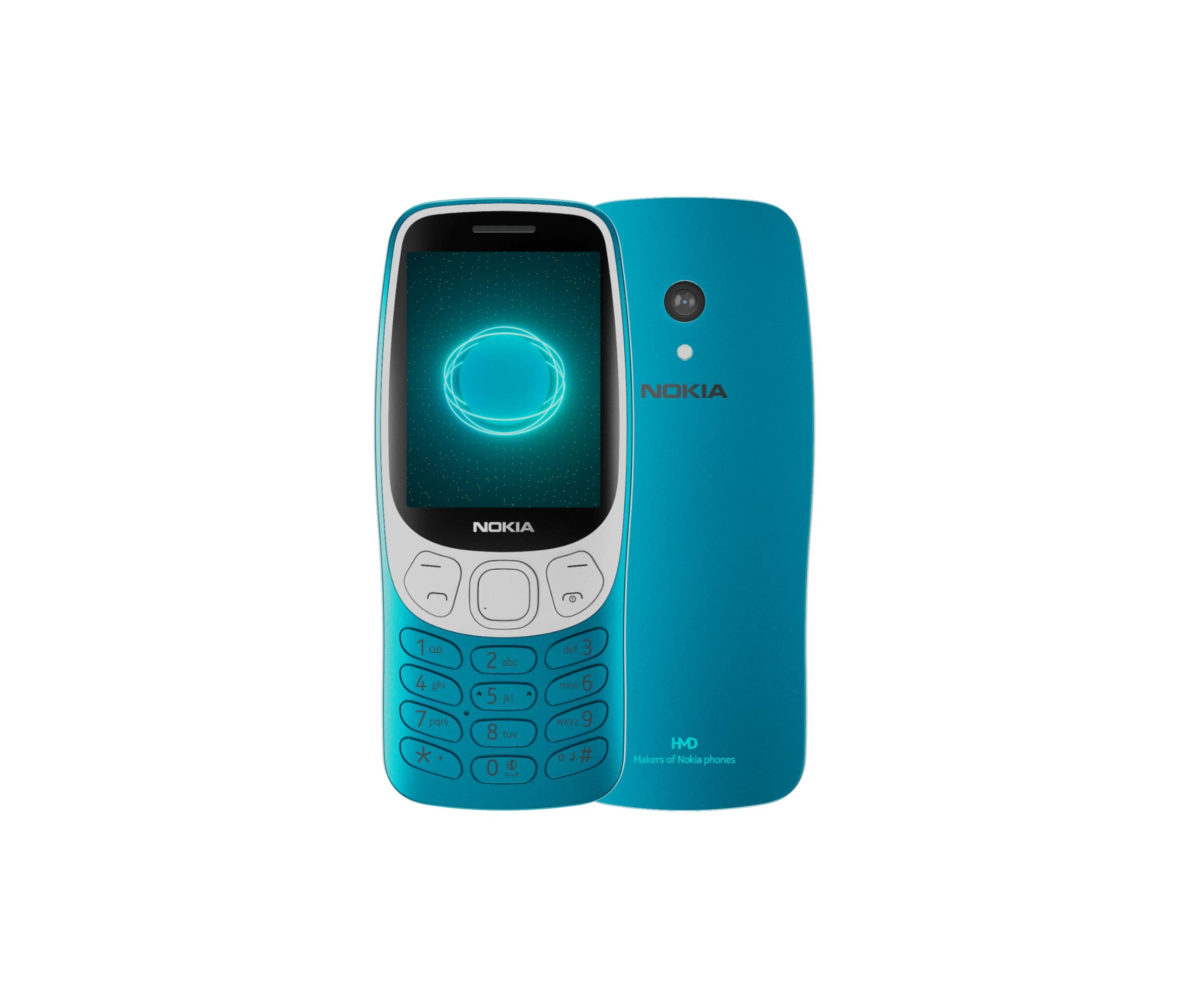 3210 feature phone with 4G, 2.4" display, Retro design, 2MP camera, Dual SIM, Cloud Apps, 1450mAh battery, USB Type-C charging, Micro SD slot up to 32GB, Bluetooth 5.0 - Scuba Blue