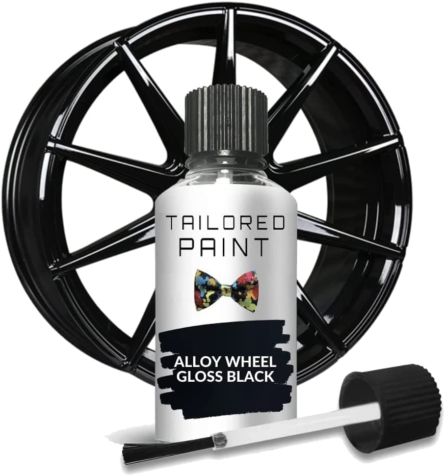 Alloy Wheel Black Car Touch Up Paint Painted and Powder Coated Wheels 30ml For Scratched Curbed Wheels (Shiny Gloss Finish)