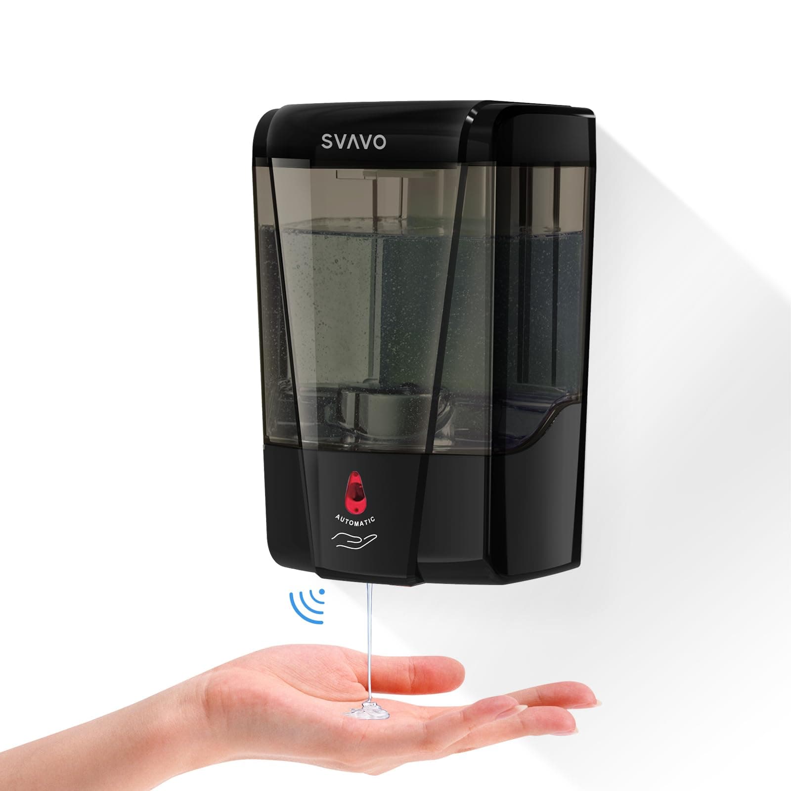 SVAVO Automatic Soap Dispenser Wall-Mounted, Hand Soap Dispenser Touchless Electric Sensor Pump Battery Operated for Office Home Kitchen Bathroom, Hotel Restaurant, 600ml/21fl.oz