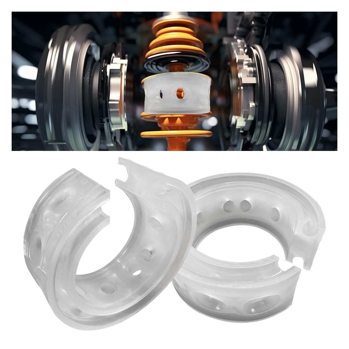 2PCS Car Suspension Shock Absorber, A Type Rubber Spring Booster Auto Buffers Power Cushion, Universal Car Spring Bumpers (A Type)