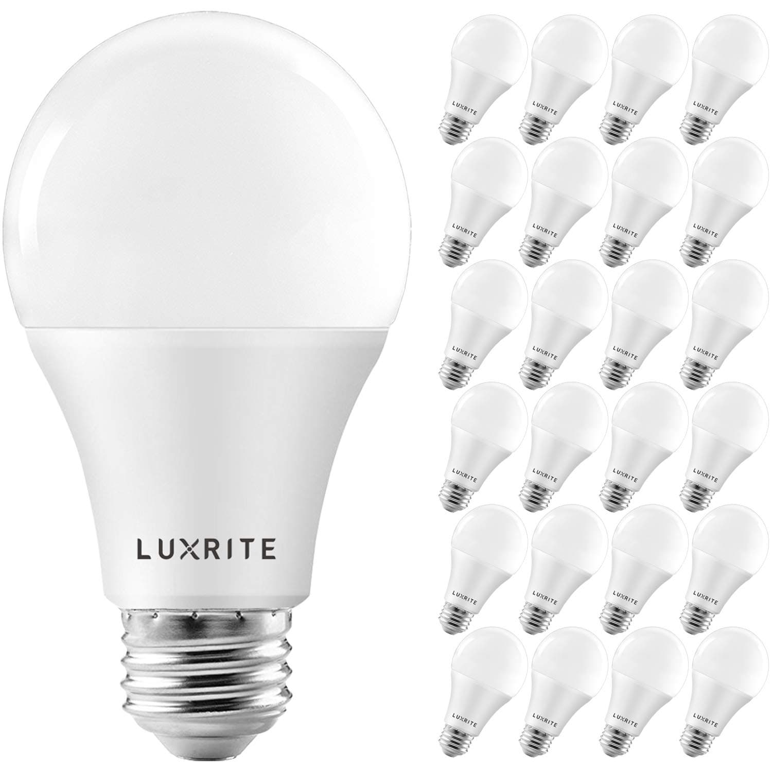 LUXRITE A19 LED Light Bulbs 100 Watt Equivalent Dimmable, 3000K Soft White, 1600 Lumens, Enclosed Fixture Rated, Standard LED Bulbs 15W, Energy Star, E26 Medium Base - Indoor and Outdoor (24 Pack)