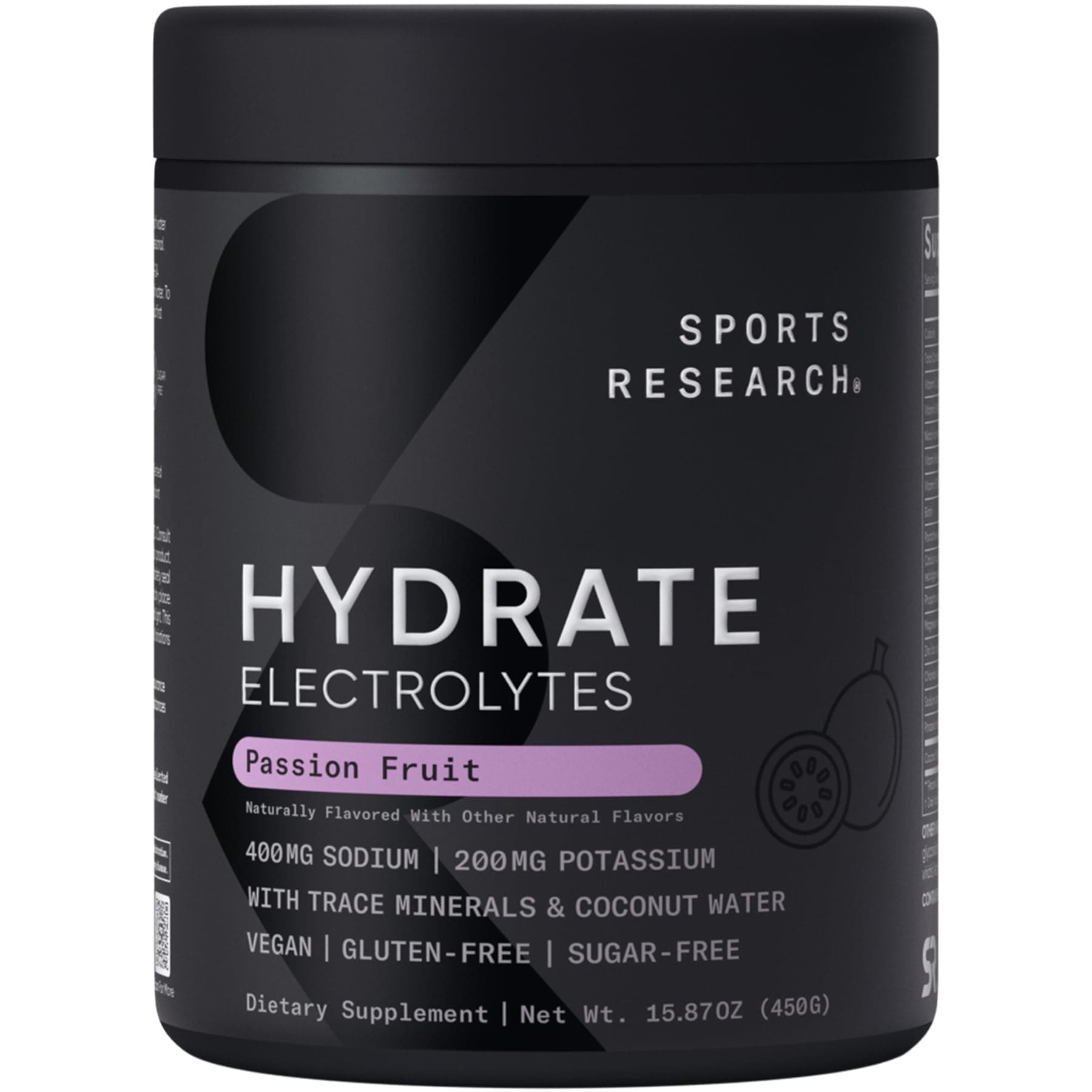Hydrate Electrolytes, Passion Fruit, 15.87 oz (450 g)