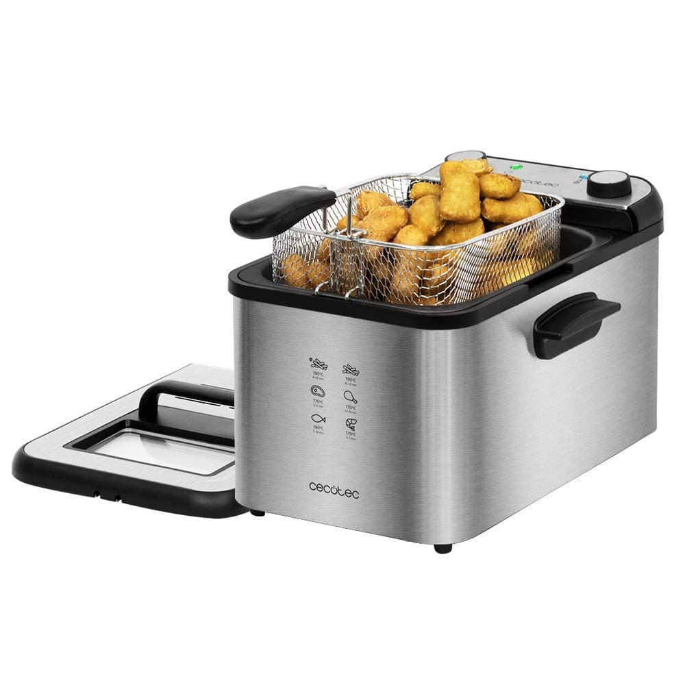 Cecotec CleanFry Infinity 4000 Deep Fryer. 4L Capacity, Temperature up to 190ºC, Dishwasher Safe Glazed Inner Pot, OilCleaner Filter, Keeps Oil Clean, Full Inox, 3270W