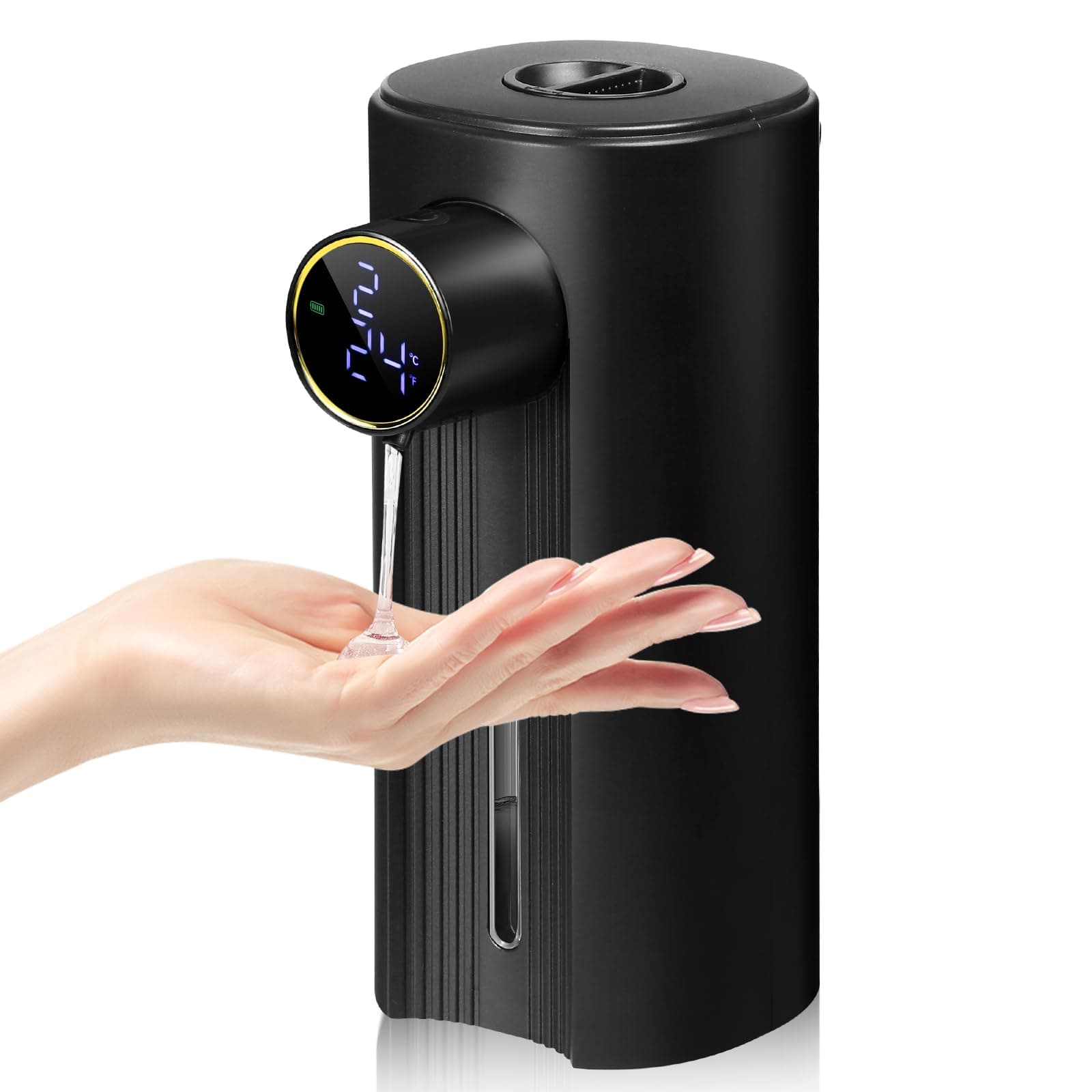 Automatic Soap Dispenser Liquid Bathroom: Black Plastic Rechargeable Modern Touchless Countertop 5 Adjustable Auto Smart Electric Soap Dispenser - Kitchen - Hand Dish Lotion Couple Kids