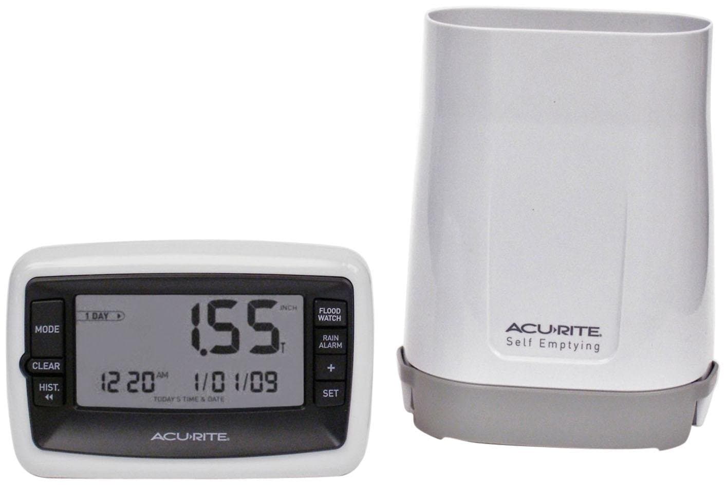 ACURITE Wireless Self-Emptying Digital Rain Gauge (00899), Multicolor