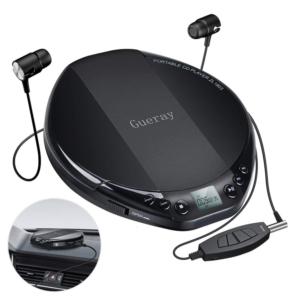 Portable CD Player Small CD Player for Car Portable HiFi Lossless CD Discman Compact Disc Personal Walkman Player Shockproof Anti-Skip with Aux Cable in-line Control